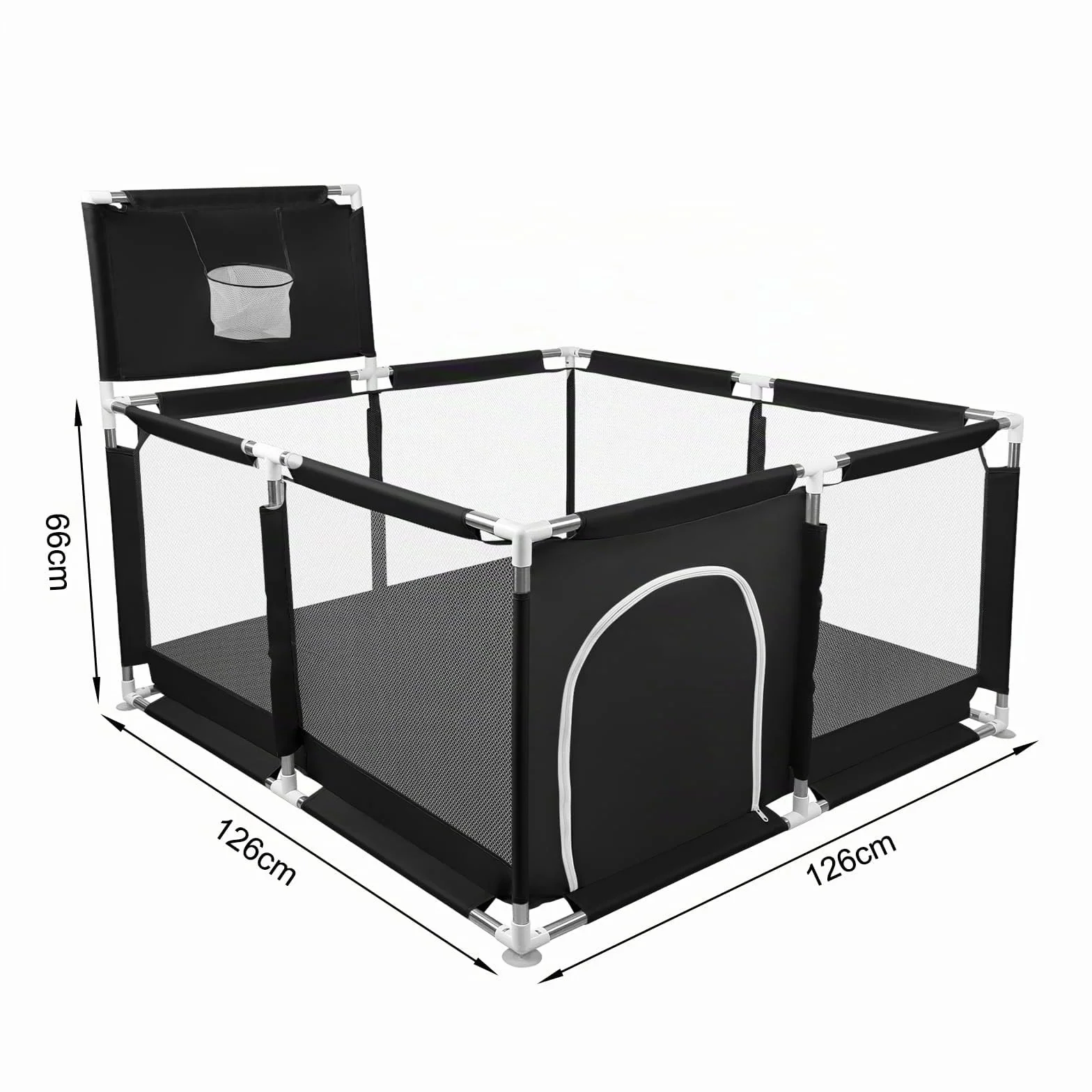 Box per Bambini con Succhiatori Recinto per Baby Tessuto Oxford 300D Centro Attività 126x126x66 cm Nero