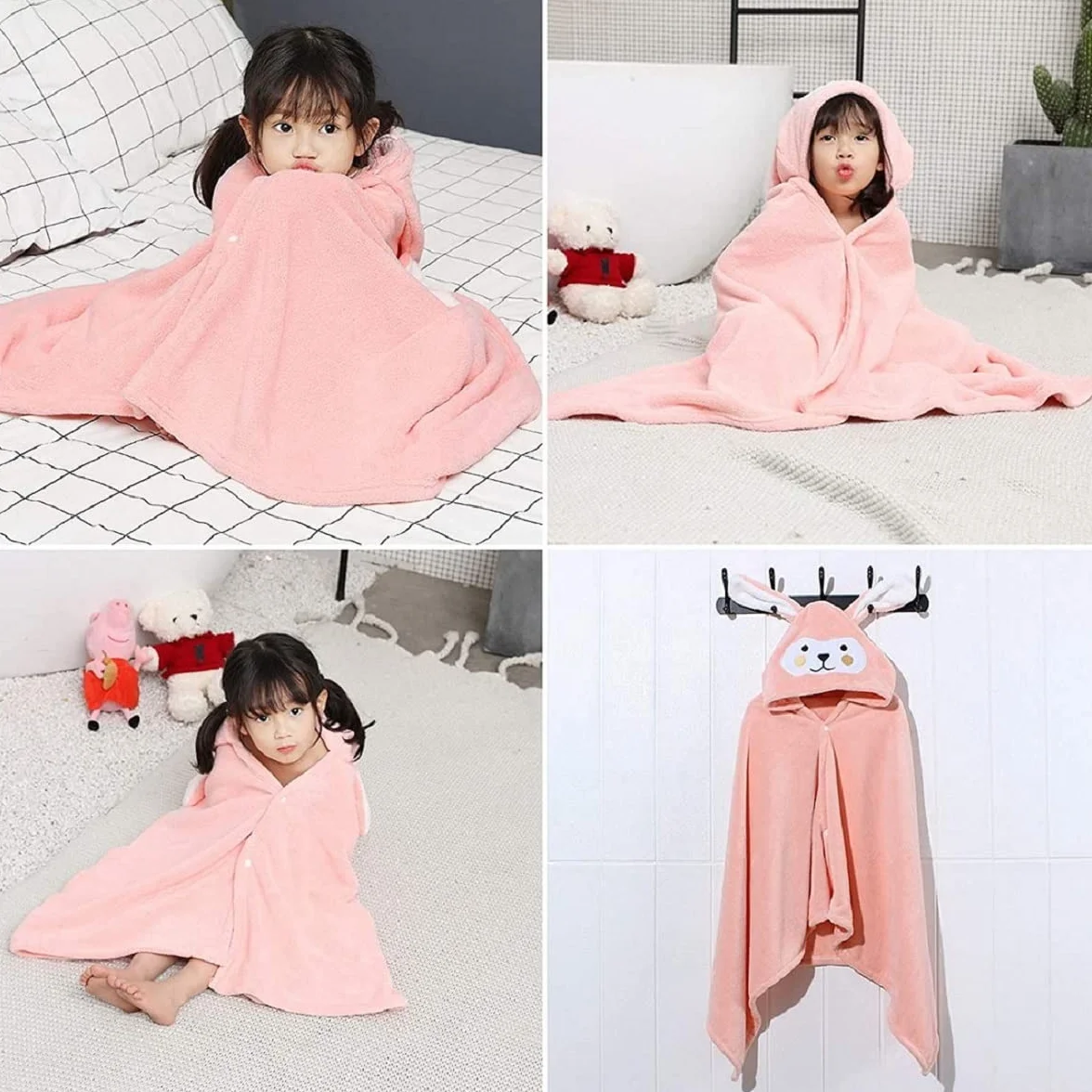 Serviette de Bain Bébé avec Capuche Doux Absorbant Poncho pour Enfants Nouveau-né