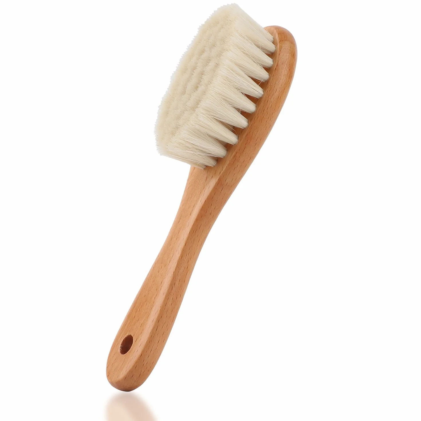 Brosse cheveux bébé en bois Poils de chèvre doux Premium pour Cradle Cap