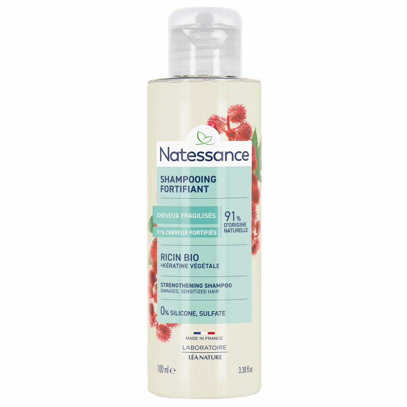 Natessance shampooing réparateur fortifiant huile de ricin 100ml