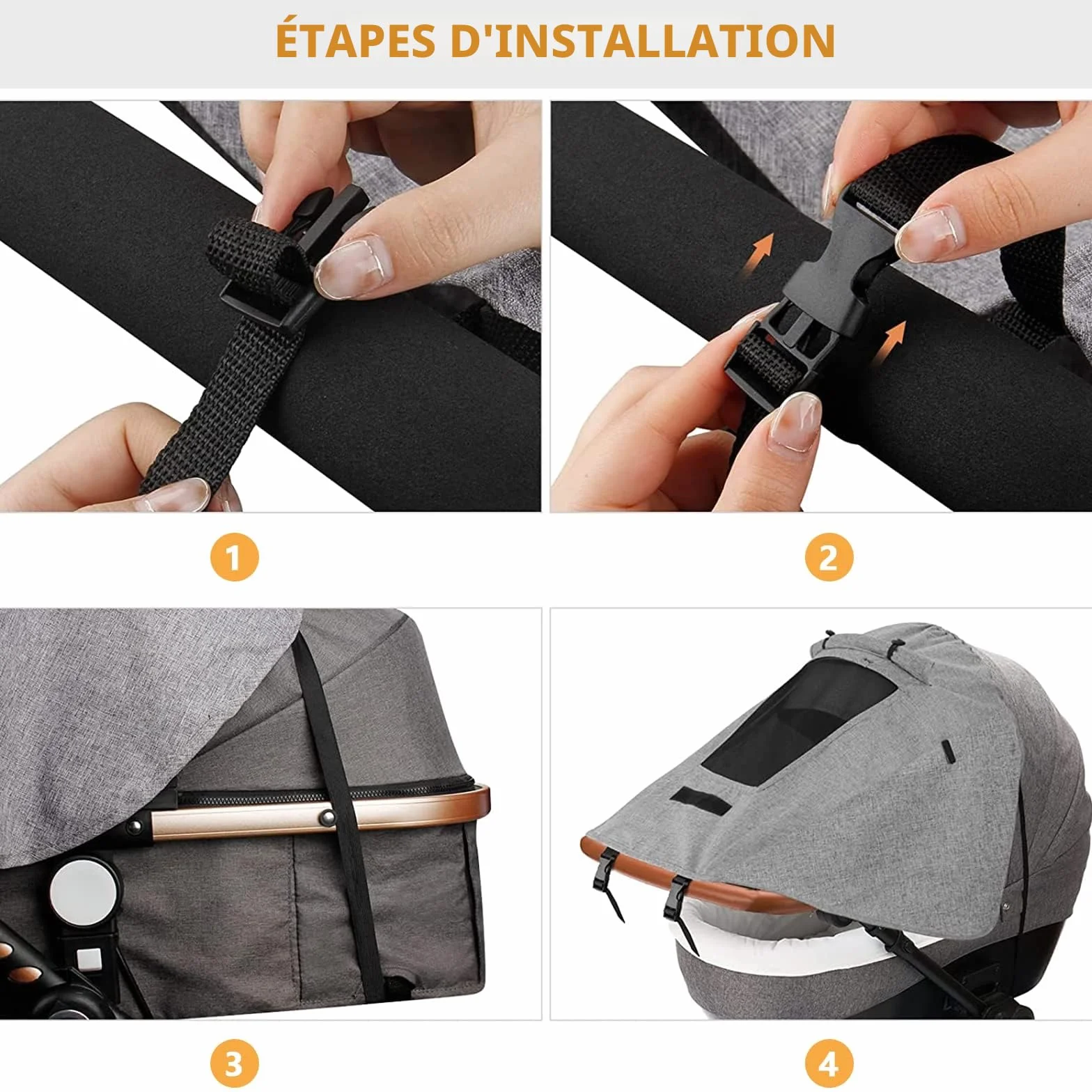 Pare Soleil Poussette Universelle Anti-UV Imperméable