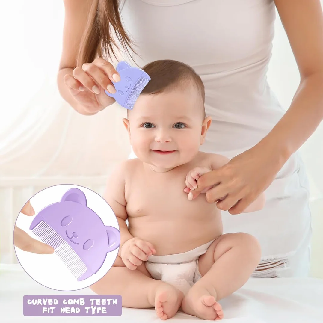 Brosse et peigne pour bébé en silicone 2 pièces - Violet
