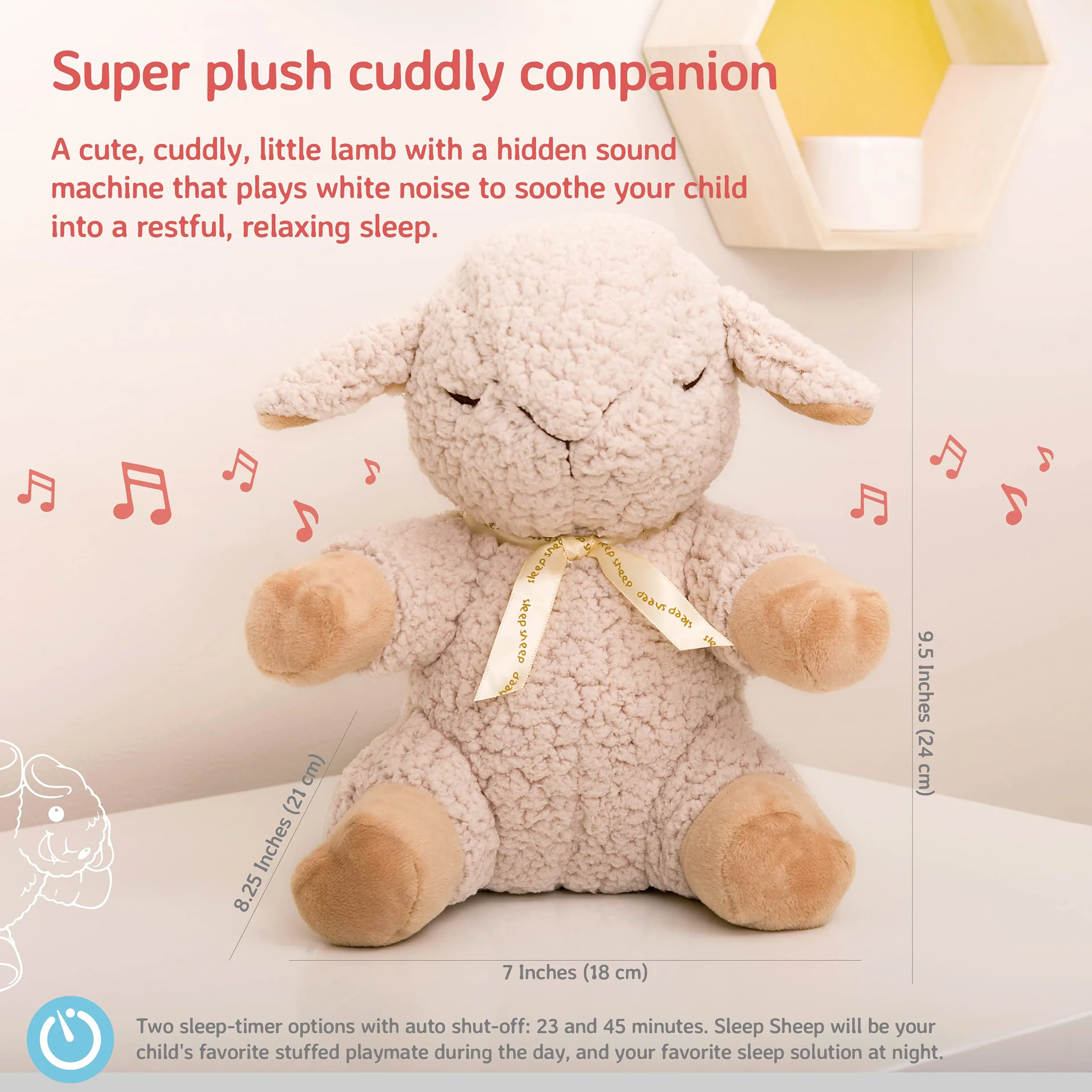Cloud b Sleep Sheep Peluche Musicale 8 Sons Apaisants Minuteur Dès la Naissance