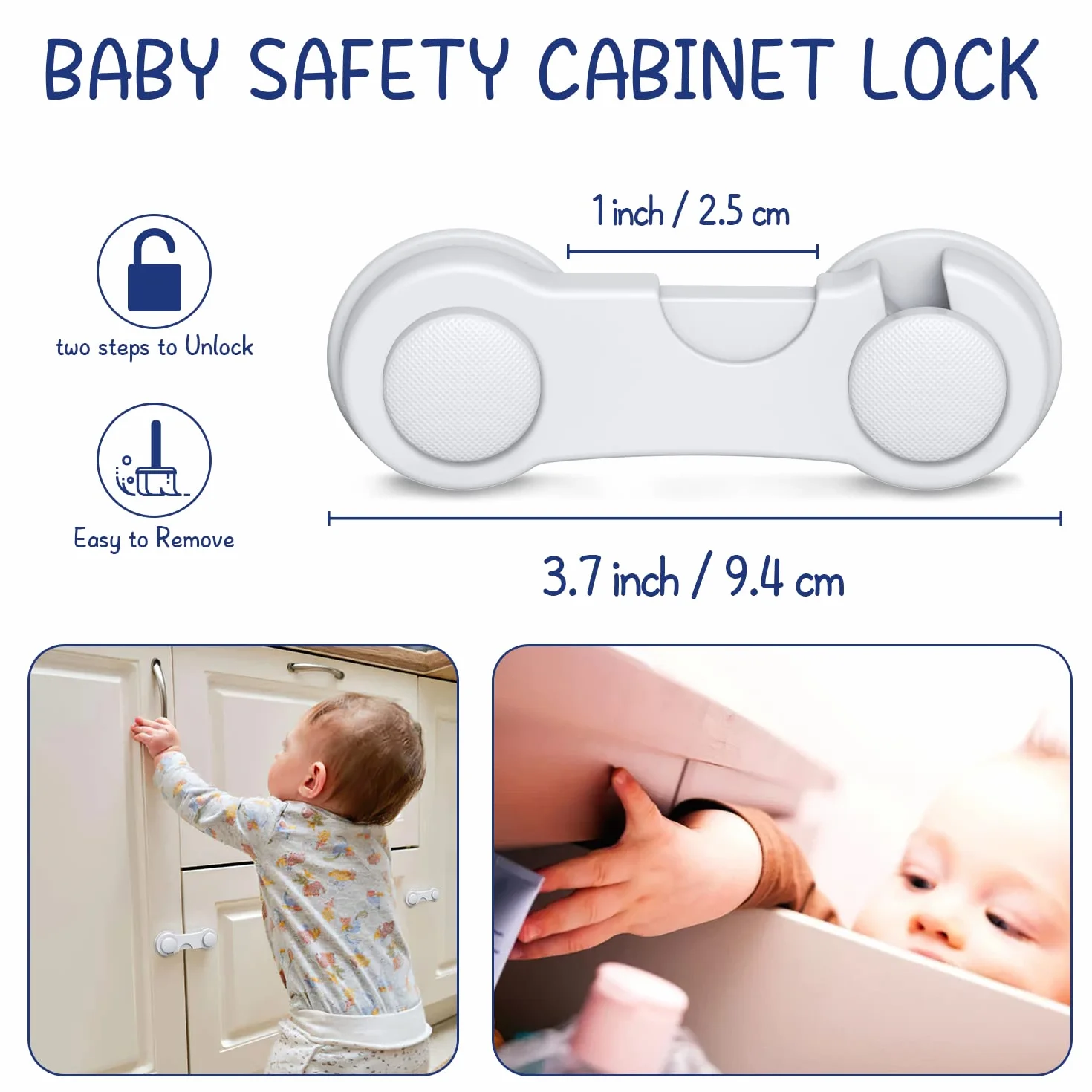 Bloque Porte Bébé 12 Pièces, Bloc Porte Securite Enfant, Securite Placard Enfant, Adhésif Fort Sans Perçage, Blanc