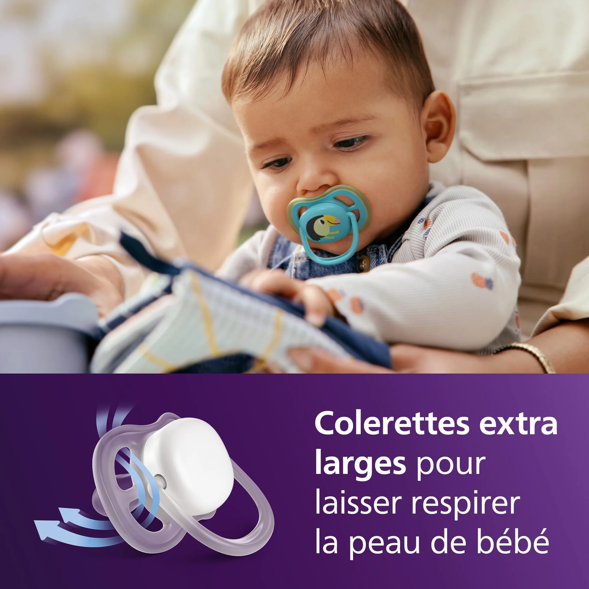 Philips Avent Sucettes ultra air Tétine orthodontiques 6-18 mois phosphorescente silicone souple sans BPA lot de 4