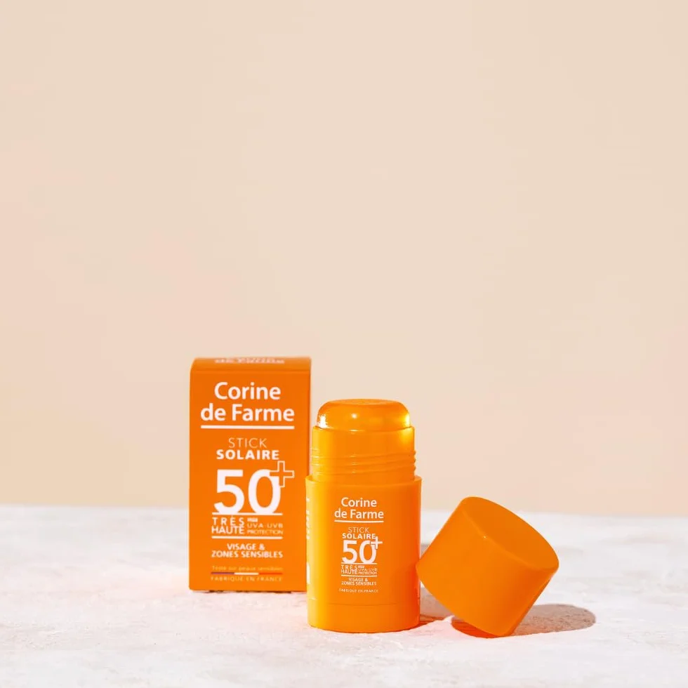 Corine de Farme Stick Solaire SPF 50+ Très Haute Protection UVA/UVB Zones Sensibles Visage Cicatrices Tatouages Fini Invisible Actif Antioxydant Microalgue 15ml