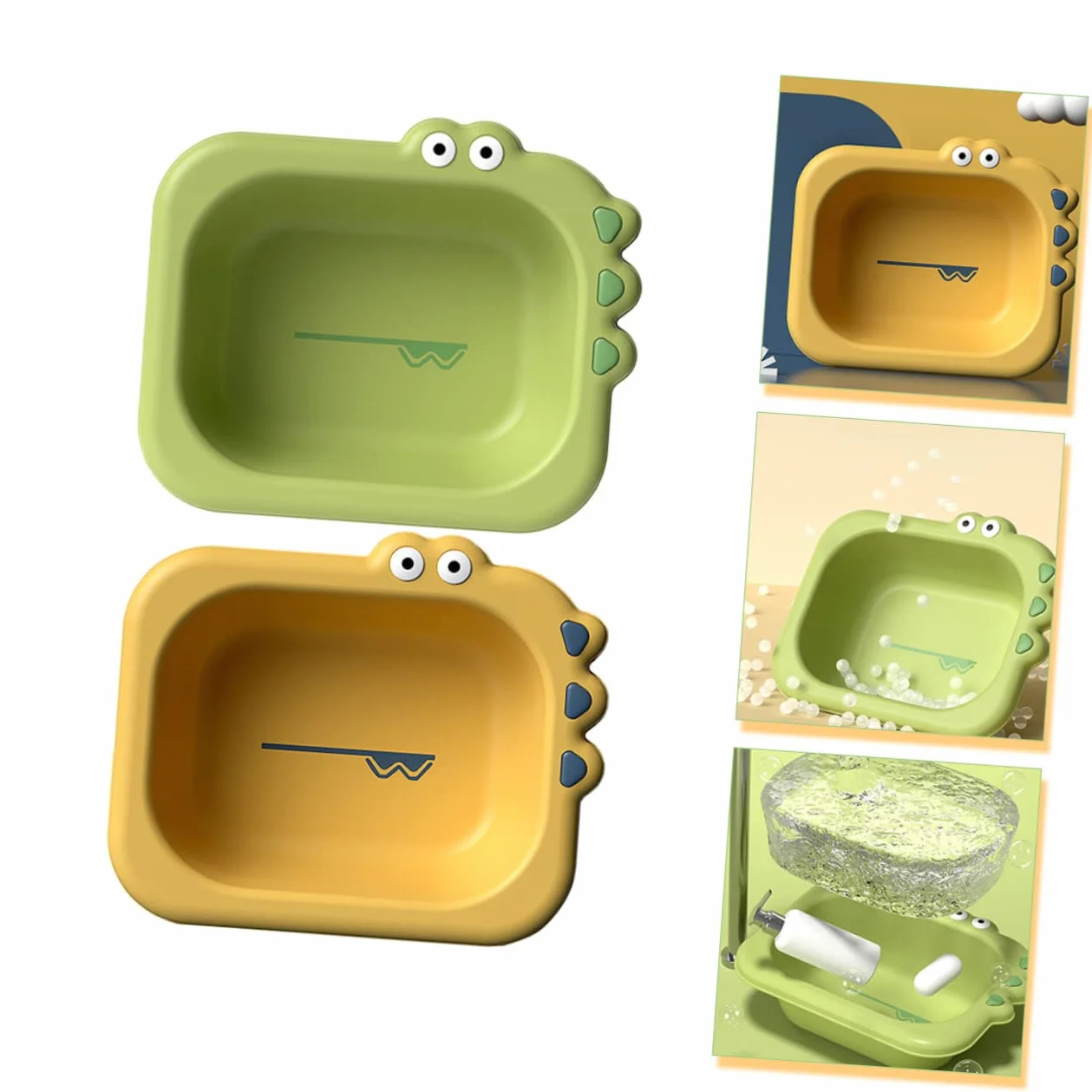 Bassines pour Bébé en Plastique Lot de 2, Lavabos Portables Design Cartoon