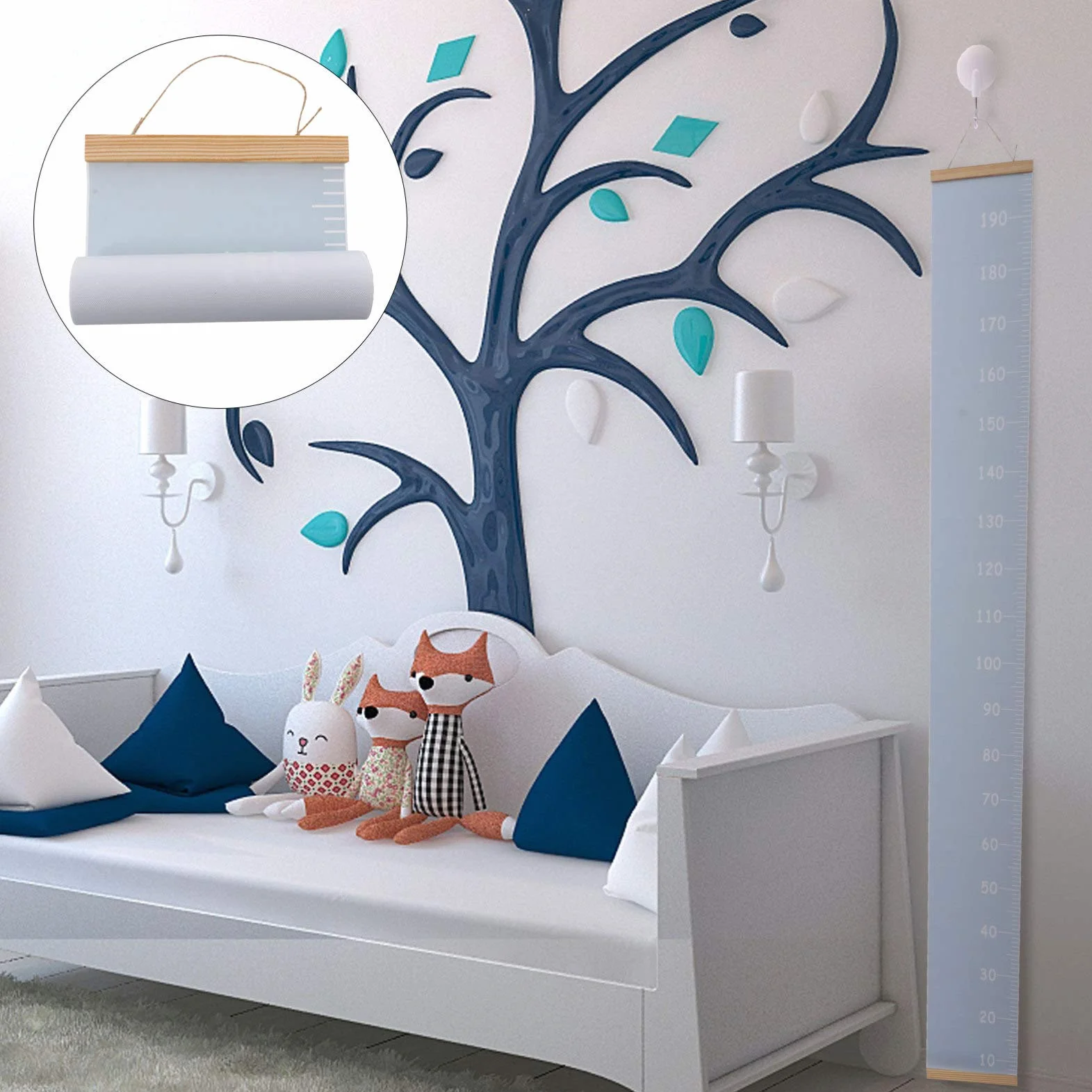 Alipis Toise Murale Enfant Bois 78.74In Règle De Hauteur Suspendue Décorative Mesure Croissance