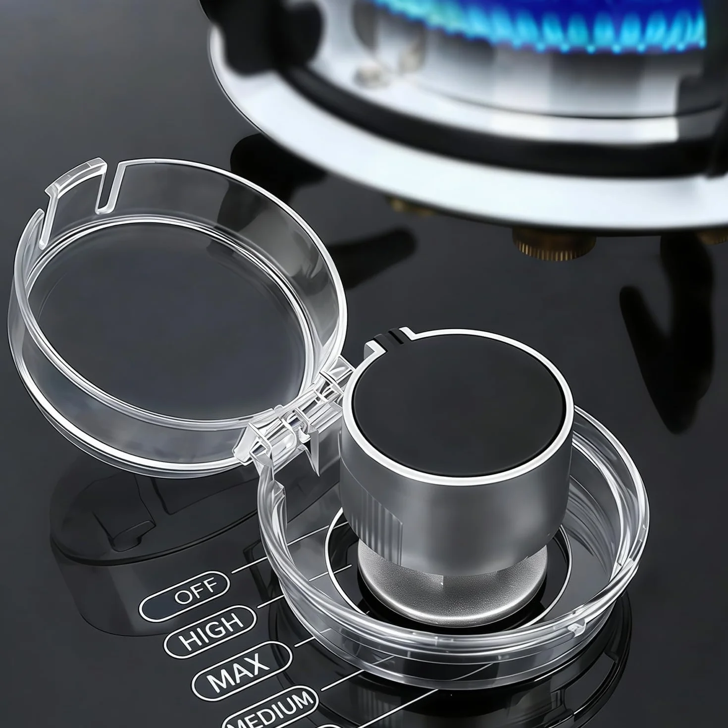 Cache-boutons de cuisinière adhésif renforcé résistants à la chaleur lot de 6 transparent