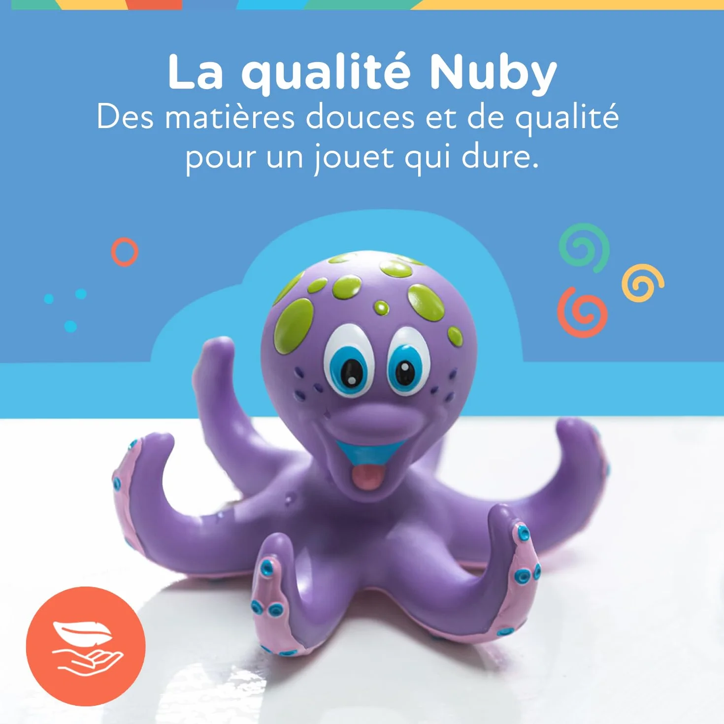 Nuby Jouet de Bain Pieuvre Interactive Flottante avec Anneaux de Bain Violet 18 Mois+