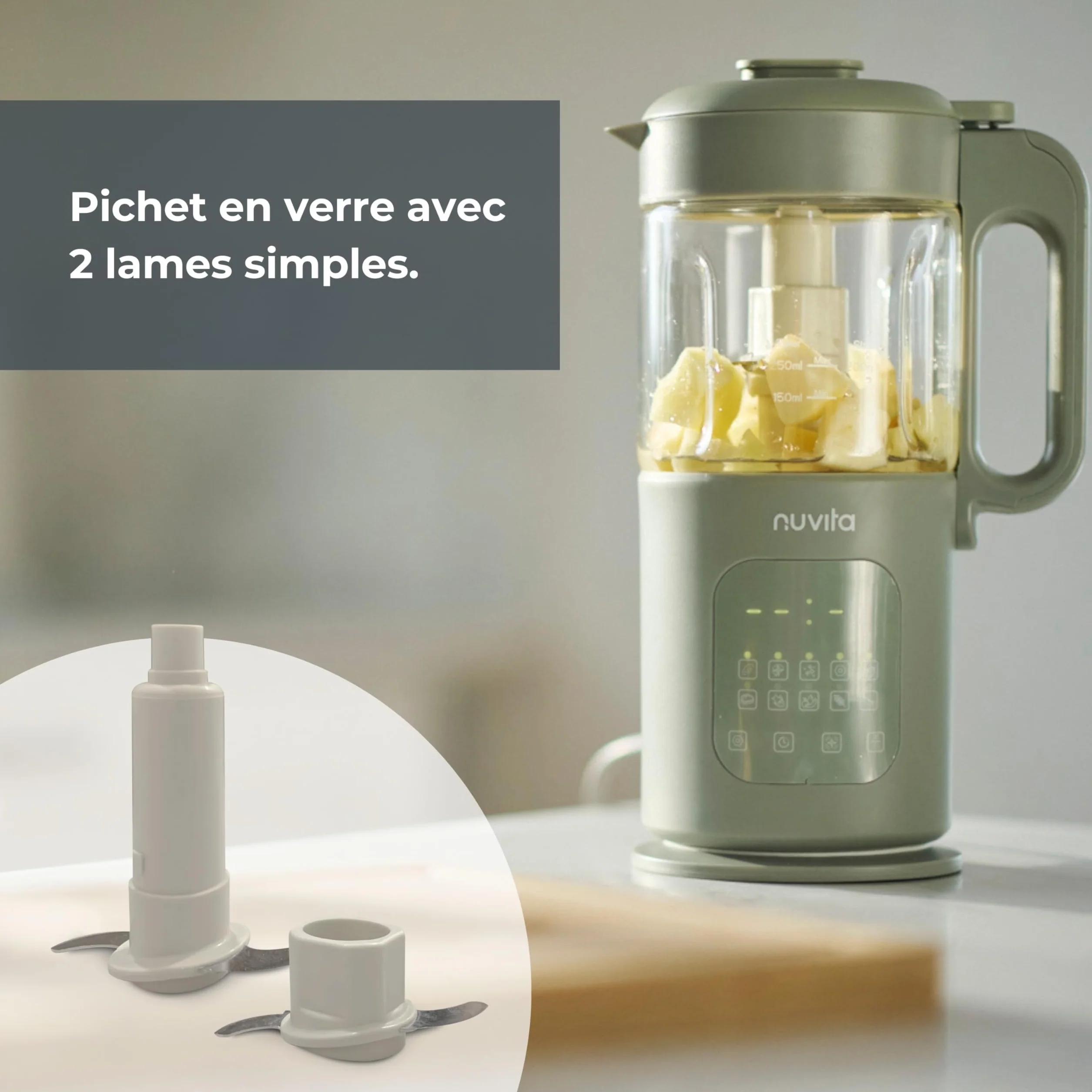 Nuvita Magic Pappa Robot Cuiseur Multifonction 7-en-1 Cuit Vapeur Mixe Hache Purées Soupes Smoothies Auto-Nettoyant