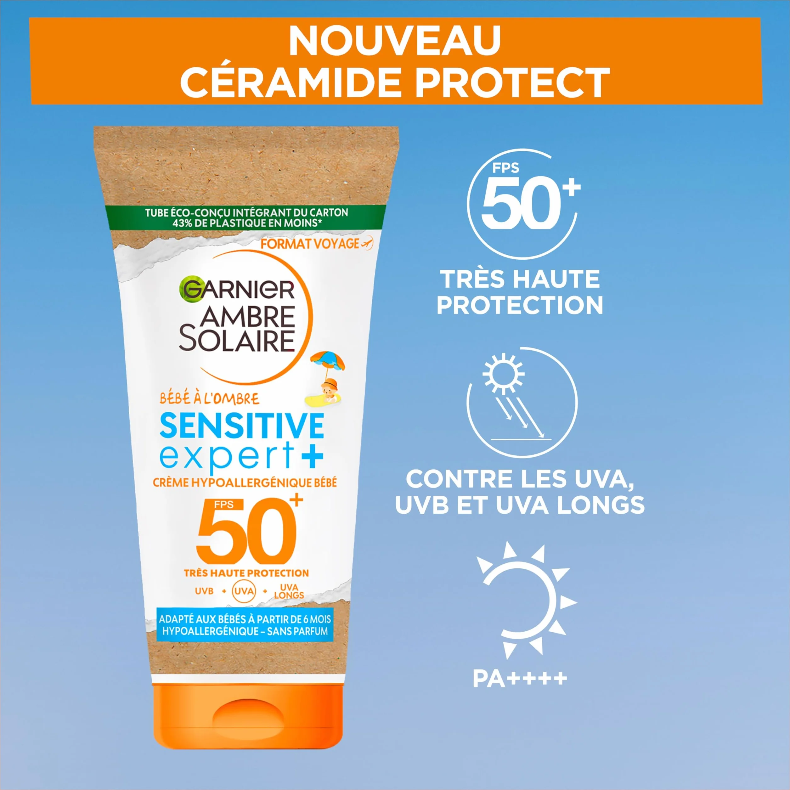 GARNIER Ambre Solaire Lait Solaire Bébé FPS 50+ 50 ml