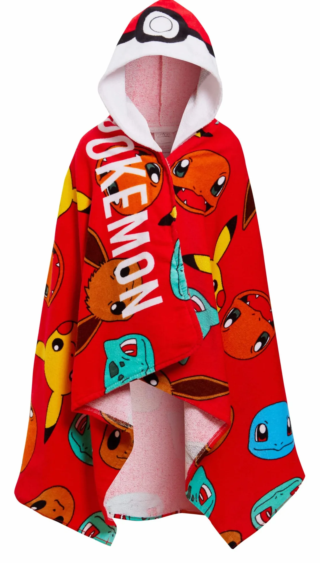 Pokémon Serviette à Capuche 100% Coton Enfants Poncho Pokeball Pikachu Plage Bain Wrap