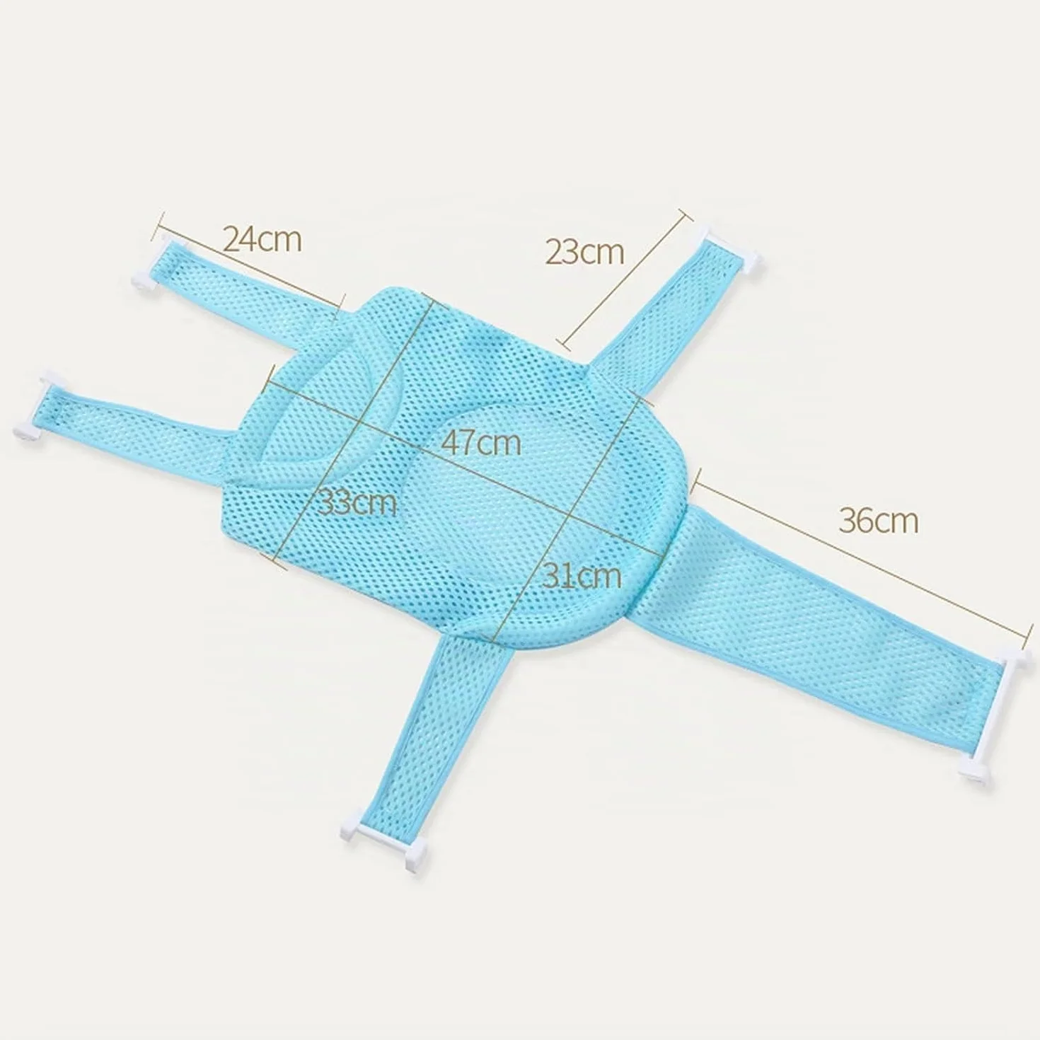 Tapis de Bain Bébé Filet de Bain antidérapant avec Ceinture de sécurité Maille réglable Bleu
