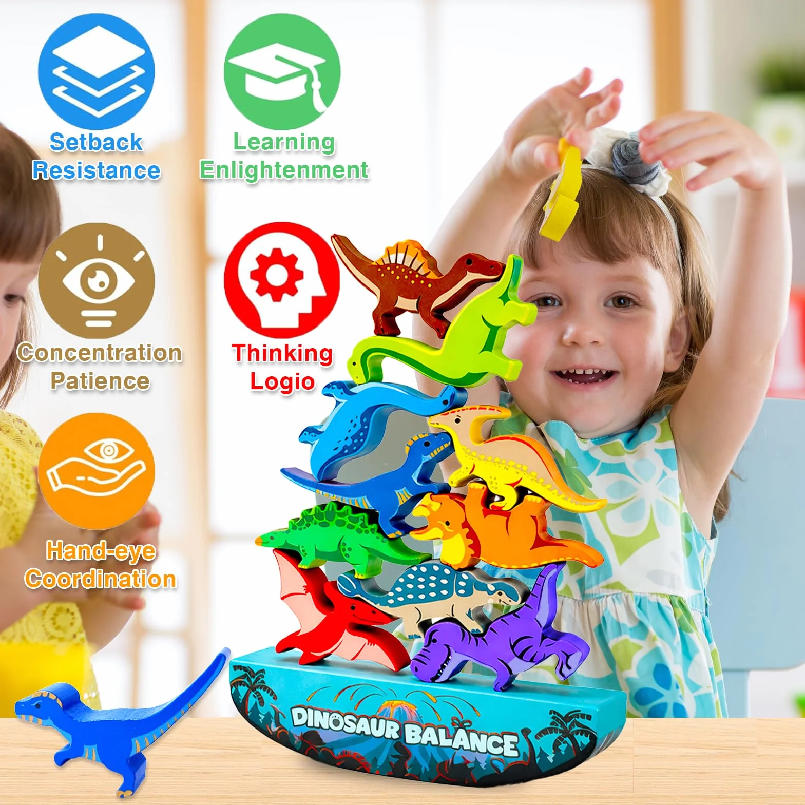 Jeu Montessori 2-6 Ans Dinosaure Jouet en Bois Smart Games Éducatif Cadeau Enfant