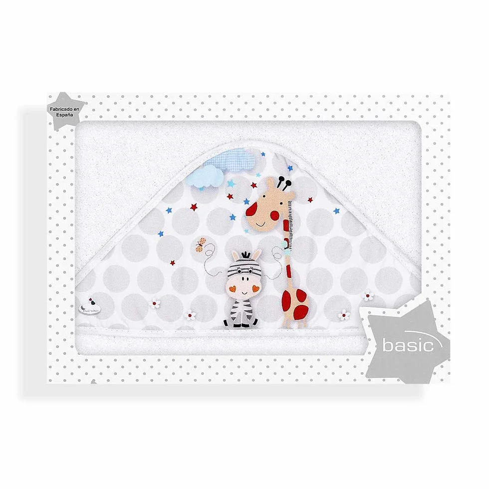 Interbaby Cape du Bain 400 GSM Coton Terry Modèle Jungla Blanc 100 x 100 cm