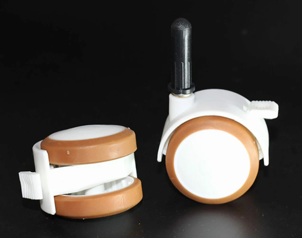 Roues pivotantes pour berceau 2 pouces, lot de 4, émail blanc, silencieuses avec frein