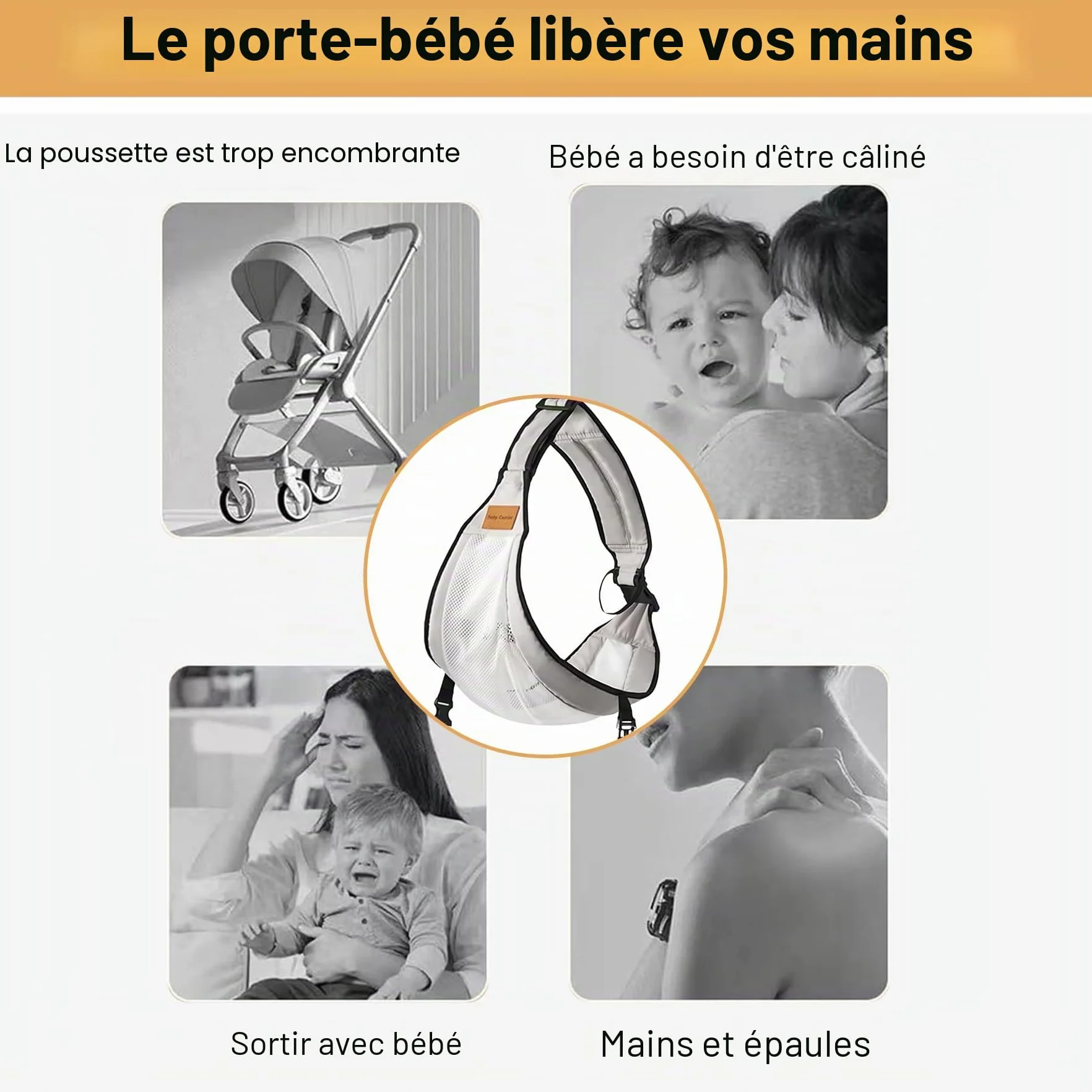 Porte-Bébé LatéRale Portable Respirant Réglable Nouveau-né 3-36 Mois