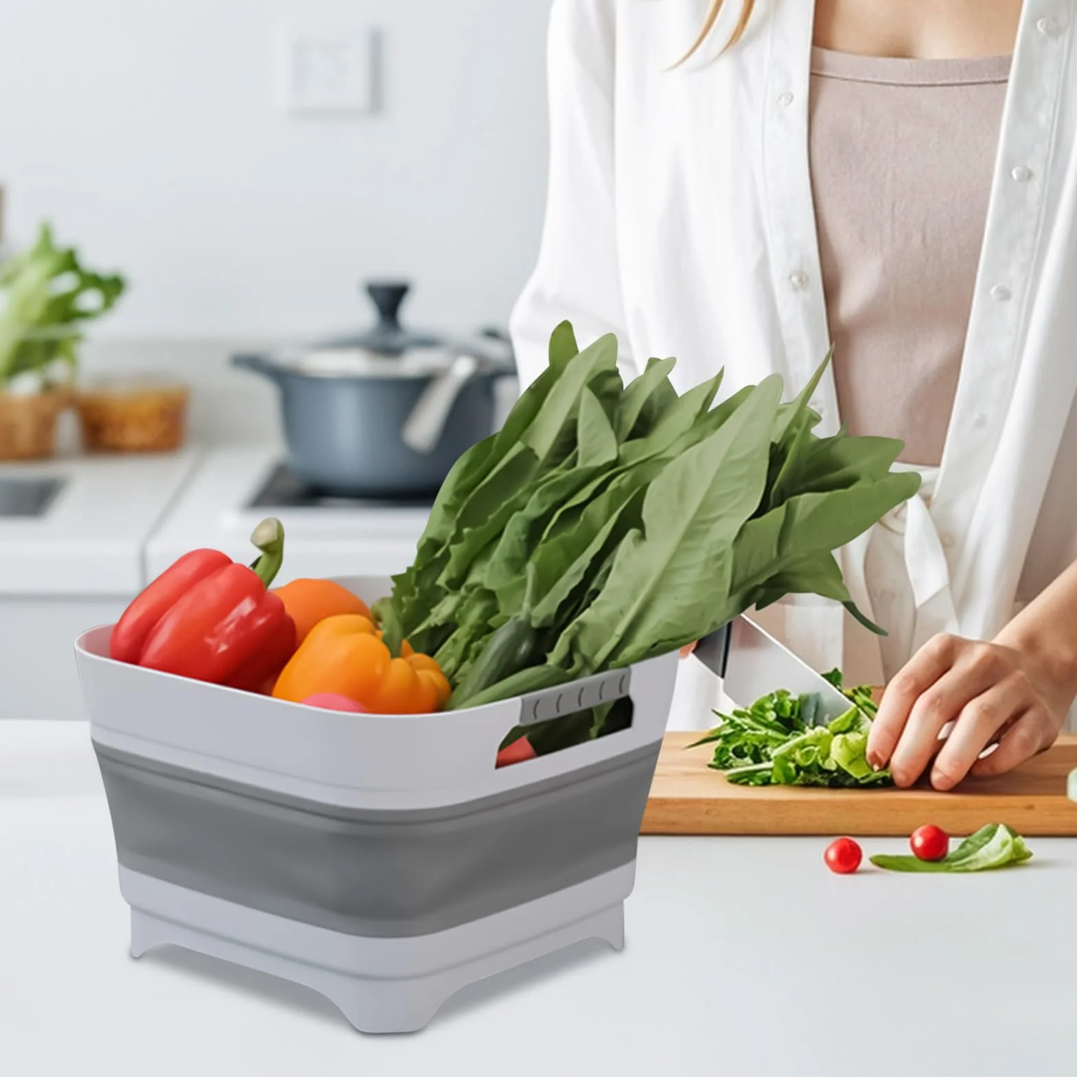 Bassine Pliable avec Poignée Ergonomique pour Camping, Vaisselle, Cuisine