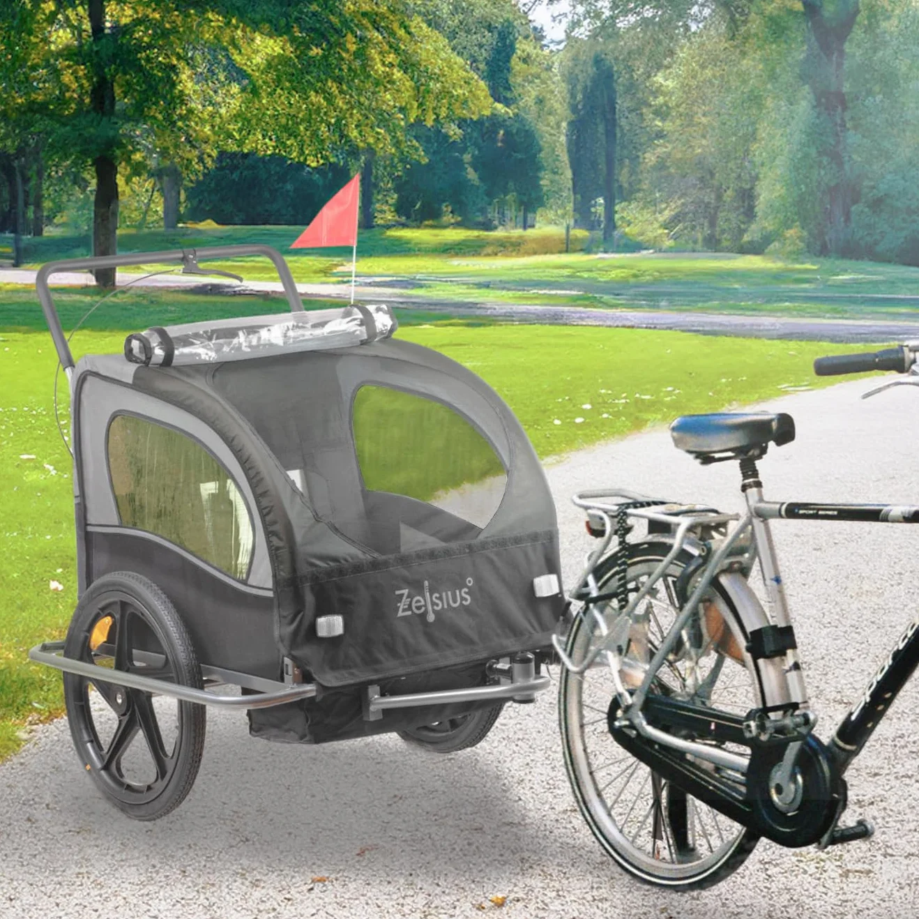 Zelsius Remorque de vélo 2 en 1 pour enfants avec fonction jogging