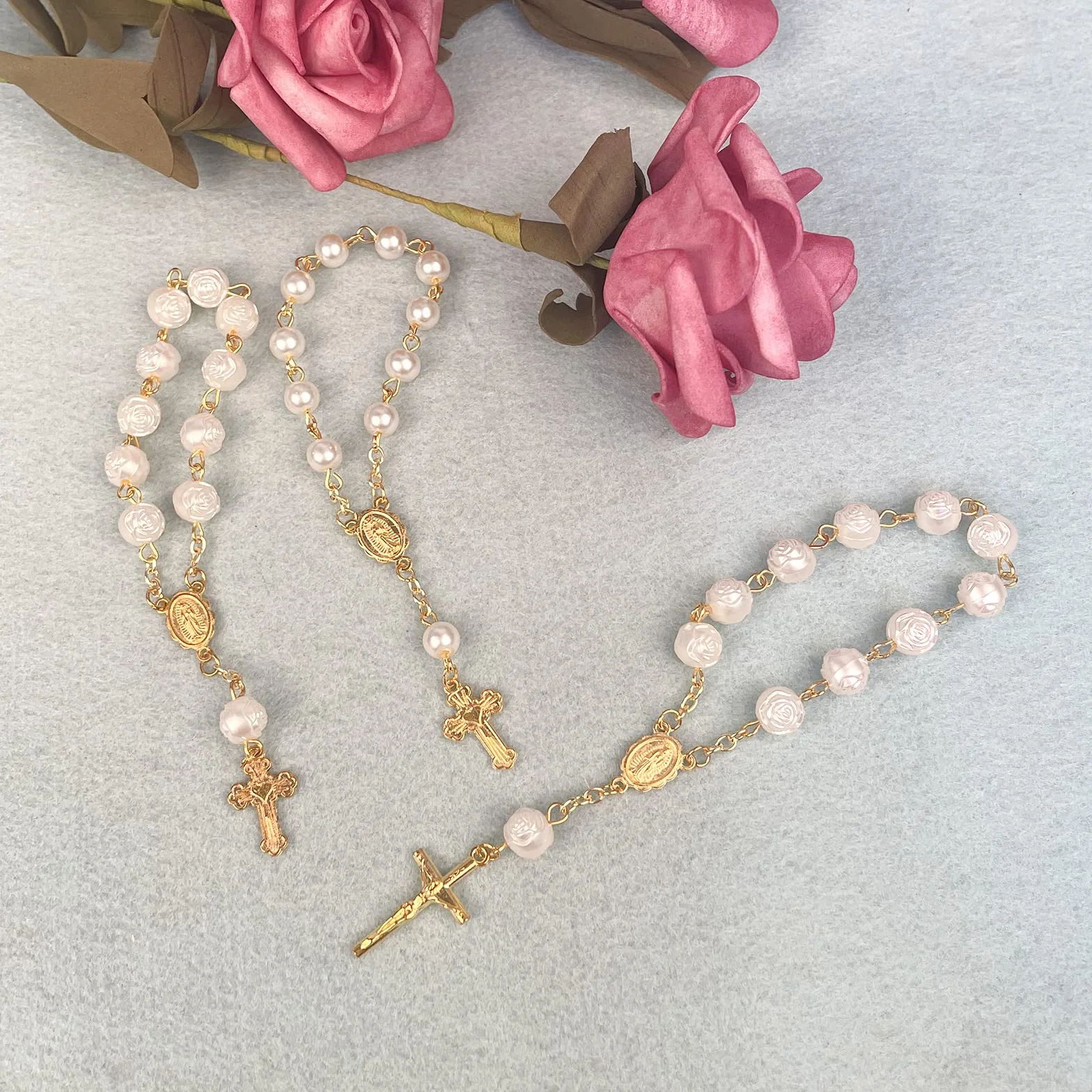 Chapelets À Doigts en Acrylique Chapelet Baptême avec Croix Fête Communion Mariage