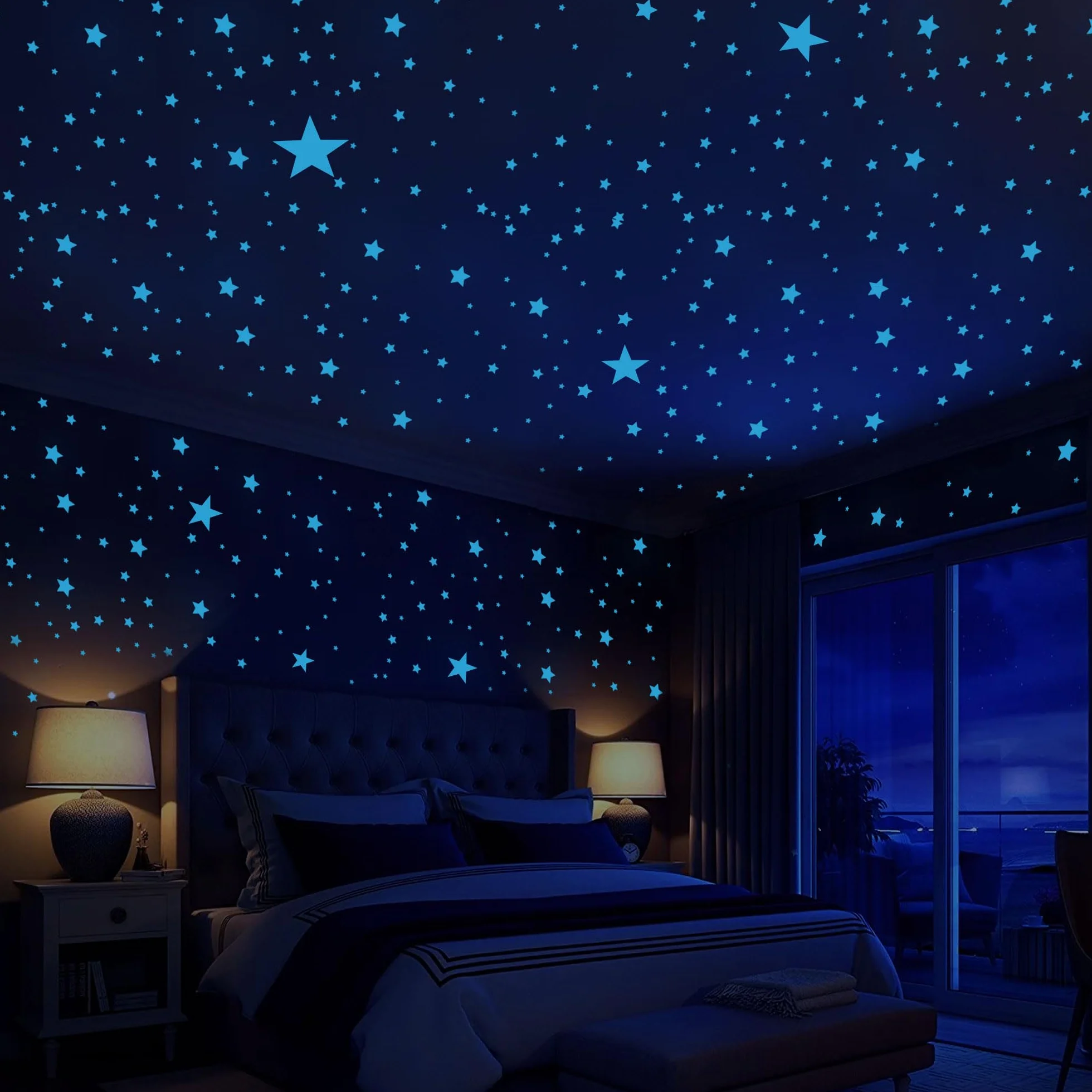 431 Pièces Autocollant Mural Étoiles Fluorescentes Phosphorescentes pour Décoration Chambre Enfants