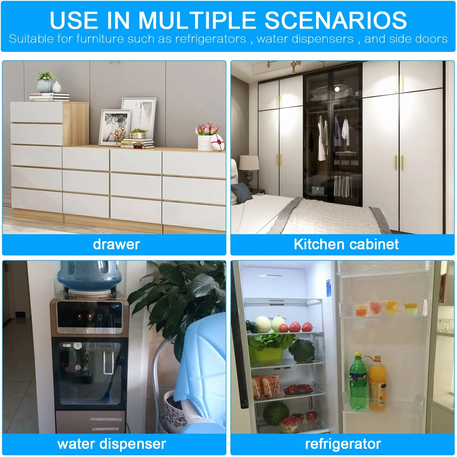 Securite Placard Enfant 8PCS Verrou Bloc Tiroir Securite Bebe Réfrigérateur Armoires Adhésif 3M Sans Perçage