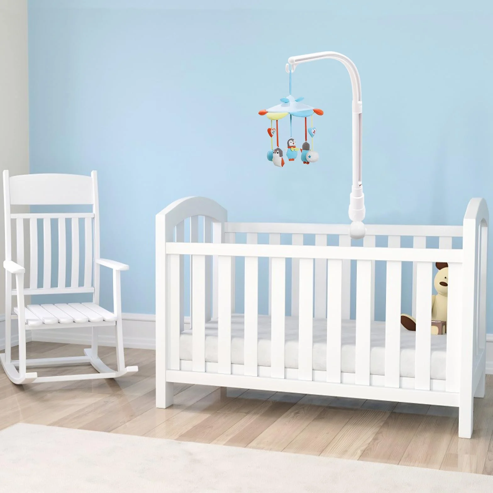 Support mobile pour lit d'enfant 58 cm amovible réglable Blanc