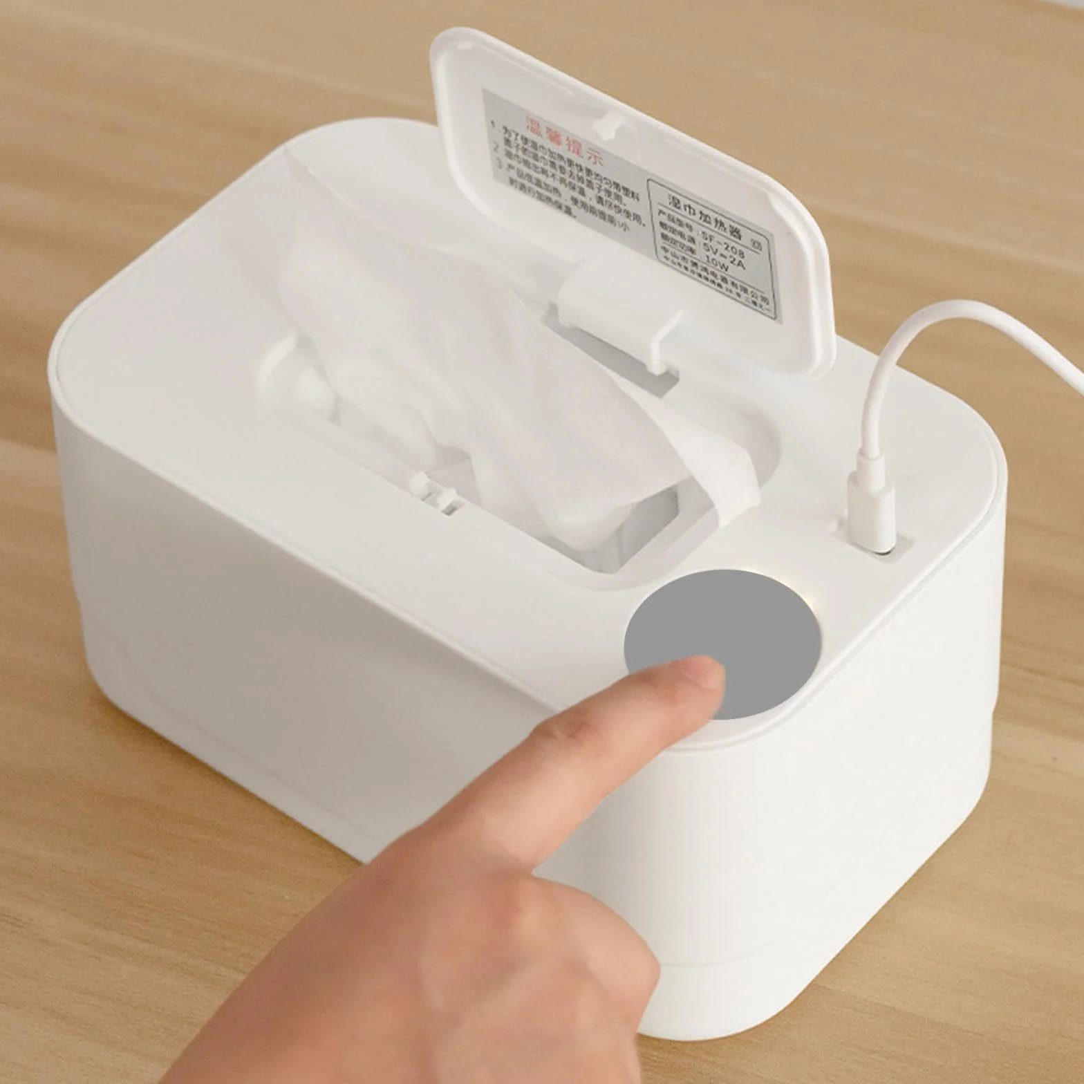 MagiDeal Chauffe-lingettes silencieux distributeur lingettes humides portable bébé affichage numérique blanc