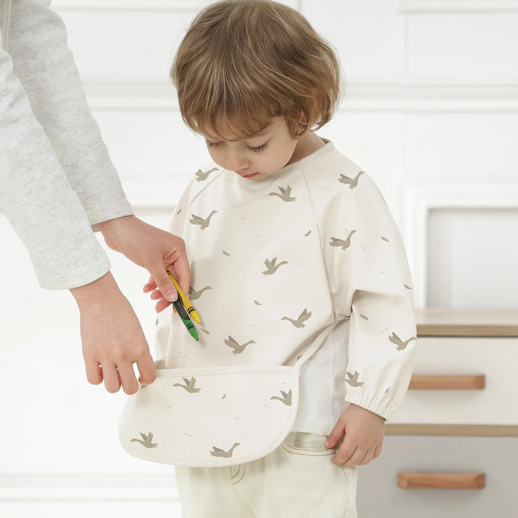 bearmoss Bavoir Manche Longues Bébé BLW Bavette de Sevrage Imperméable PU Bébés Enfants