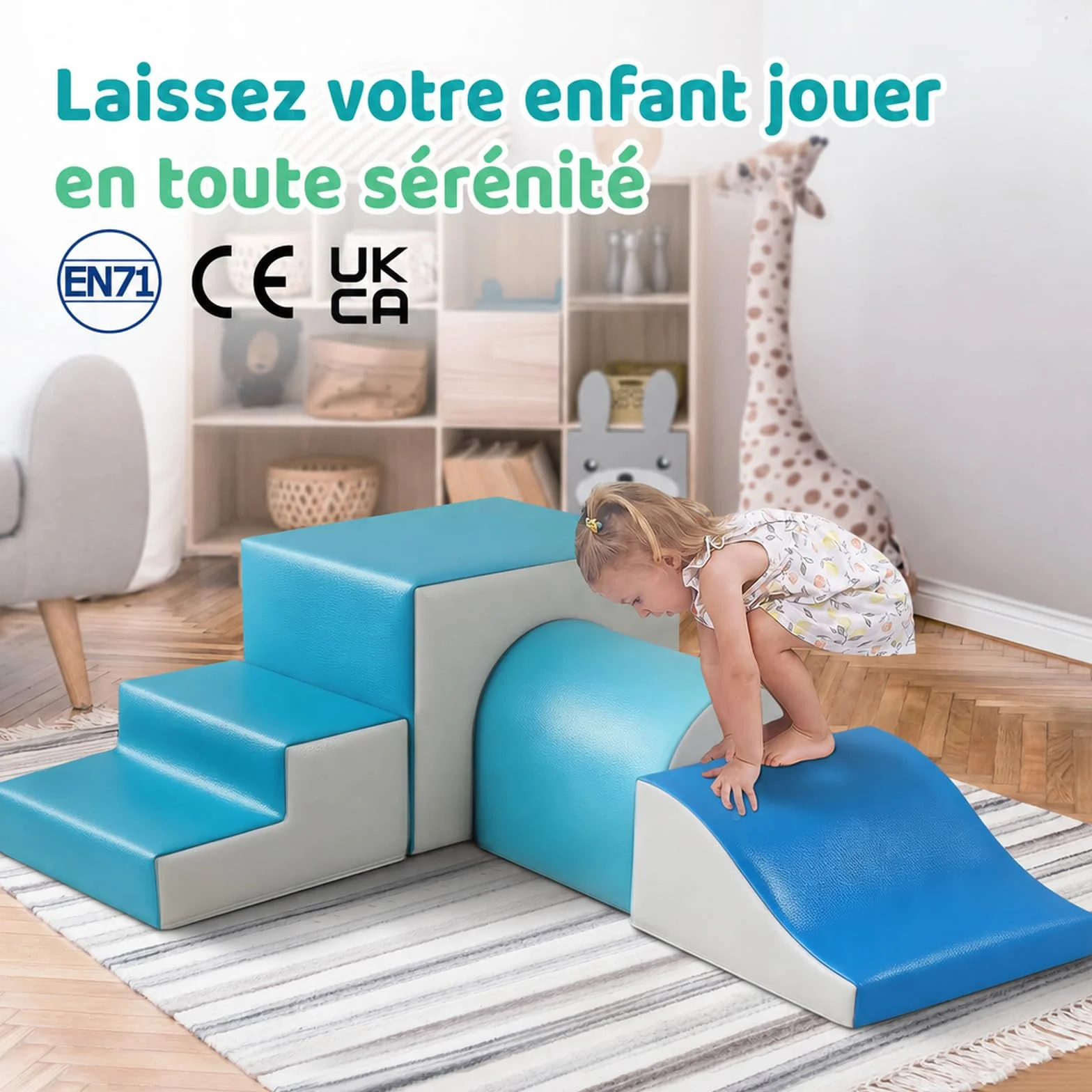 GeerWest Parcours Motricité Bébé 4 Pièces Blocs Mousse Éducatifs Jouets Escalade Structure Antidérapante