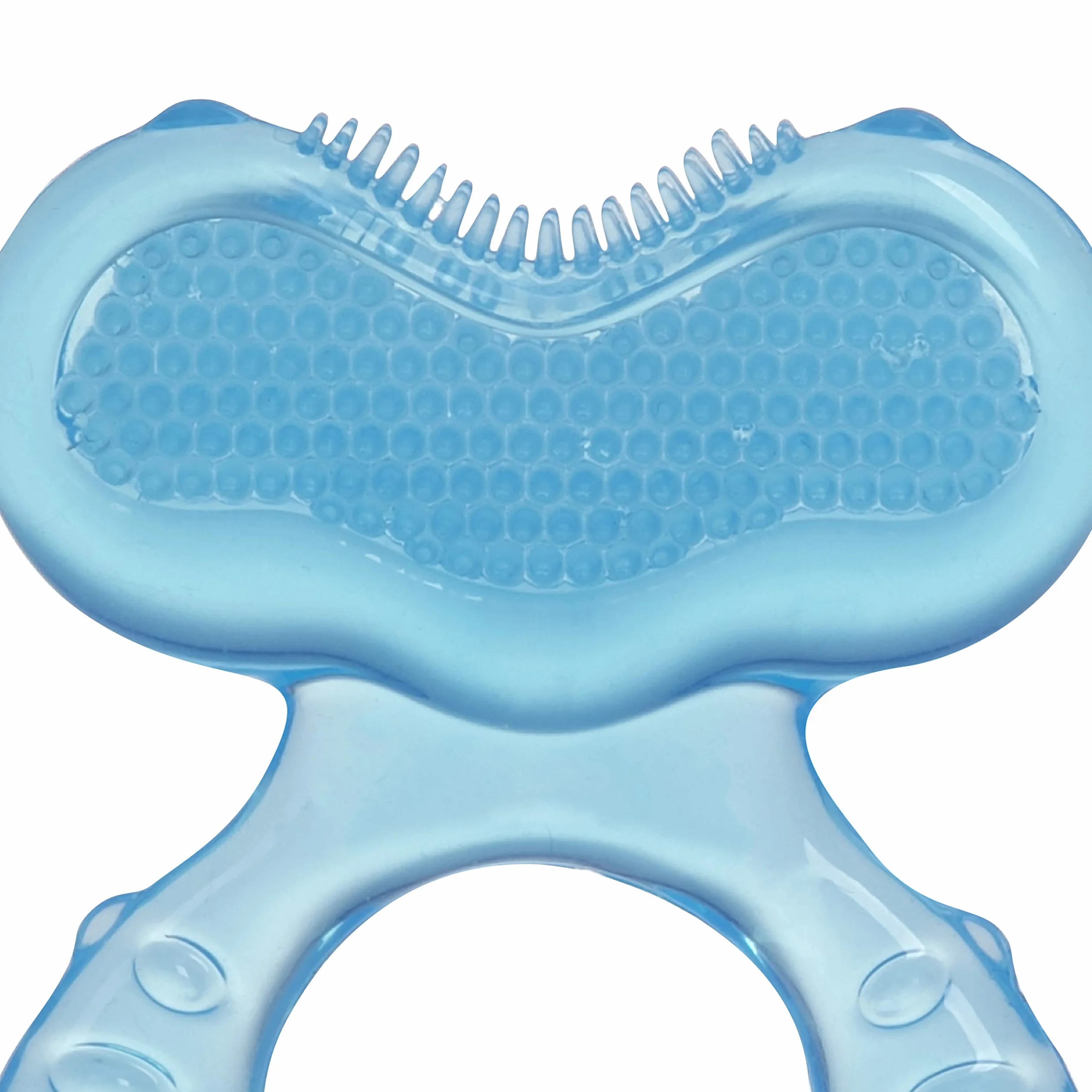 Nuby Teethe-eez anneau de dentition en silicone avec étui hygiénique Bleu 3+ Mois