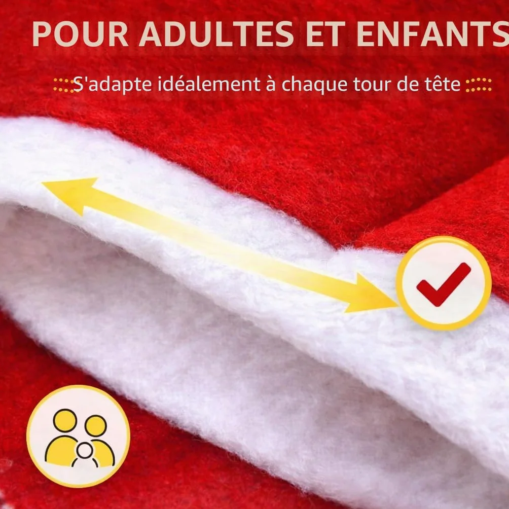 Lot de 2 bonnets de Noël rouges unisexe - Bonnet de Père Noël pour adultes et enfants