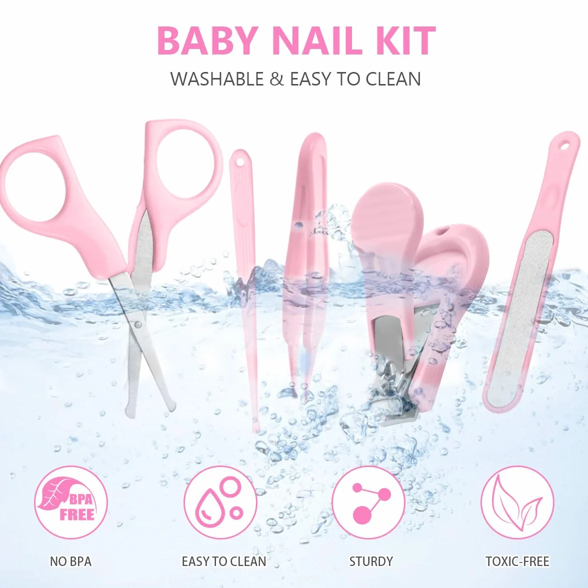 Vicloon Kit Soins des Ongles Bébé 5pcs Coupe-Ongles Ciseaux Lime Pince