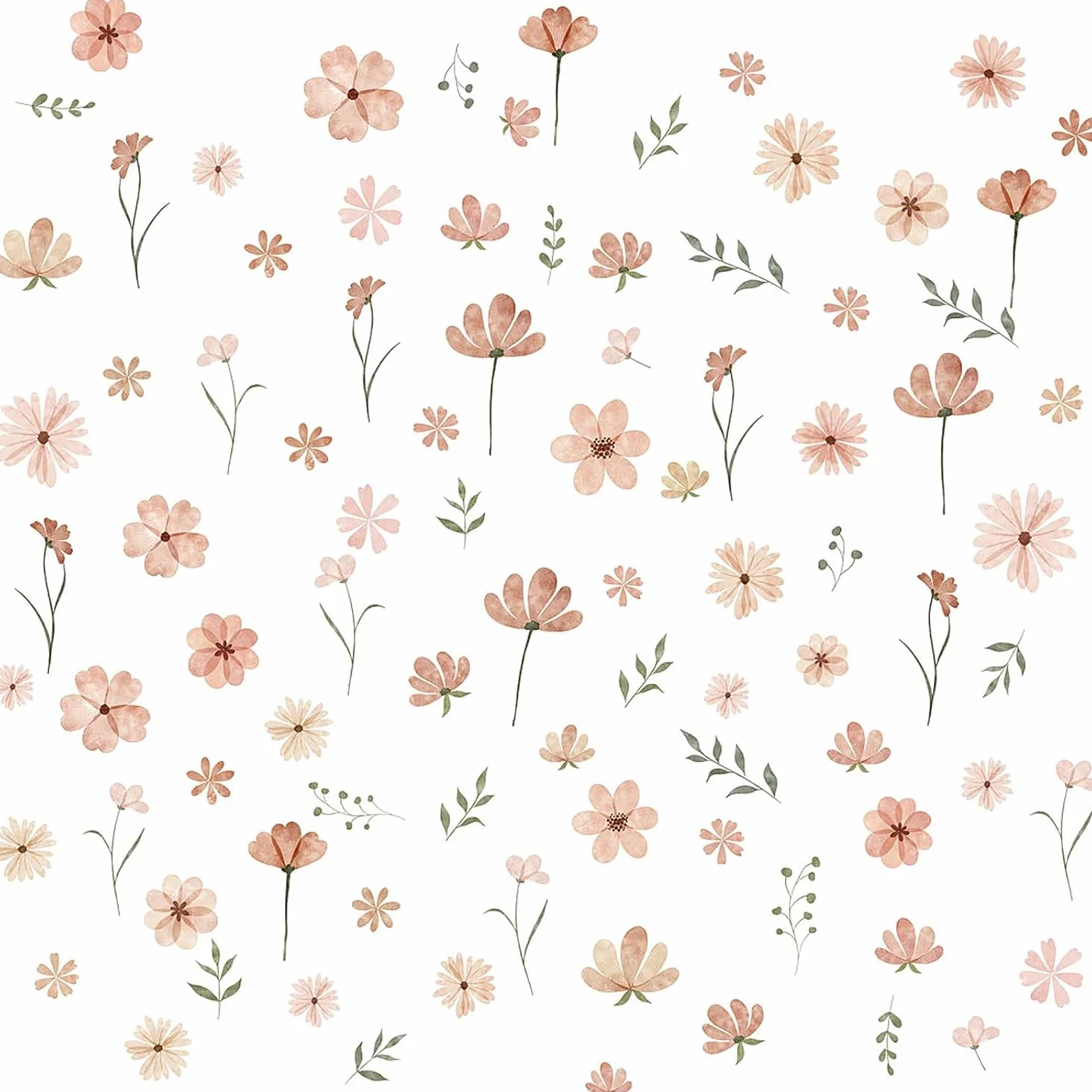 Stickers Muraux Boho Fleurs Feuilles Autocollants Muraux Petits Motifs Floraux