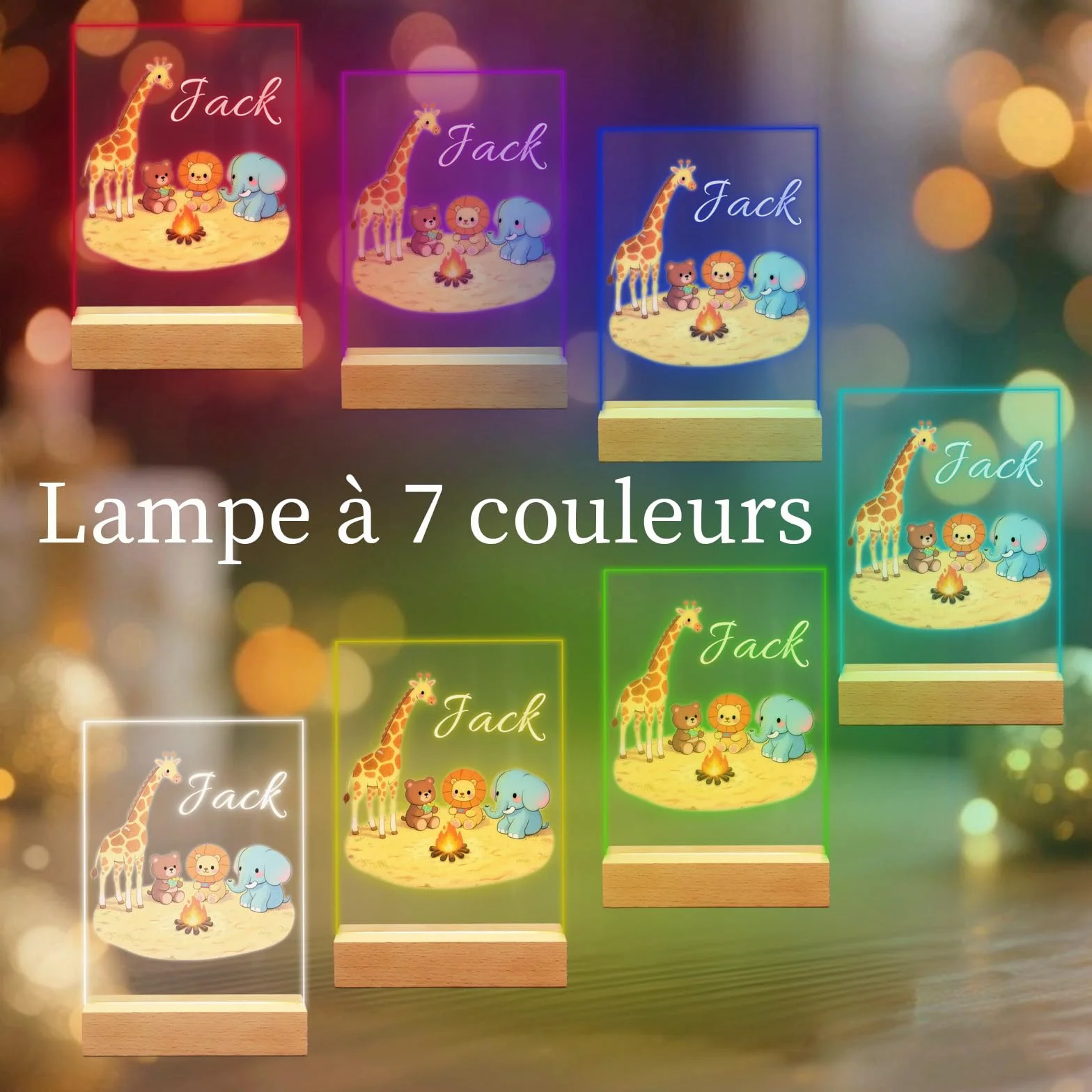 Lampe de Chevet Personnalisée pour Enfant, Cadeau Bébé, Souvenir de Baptême