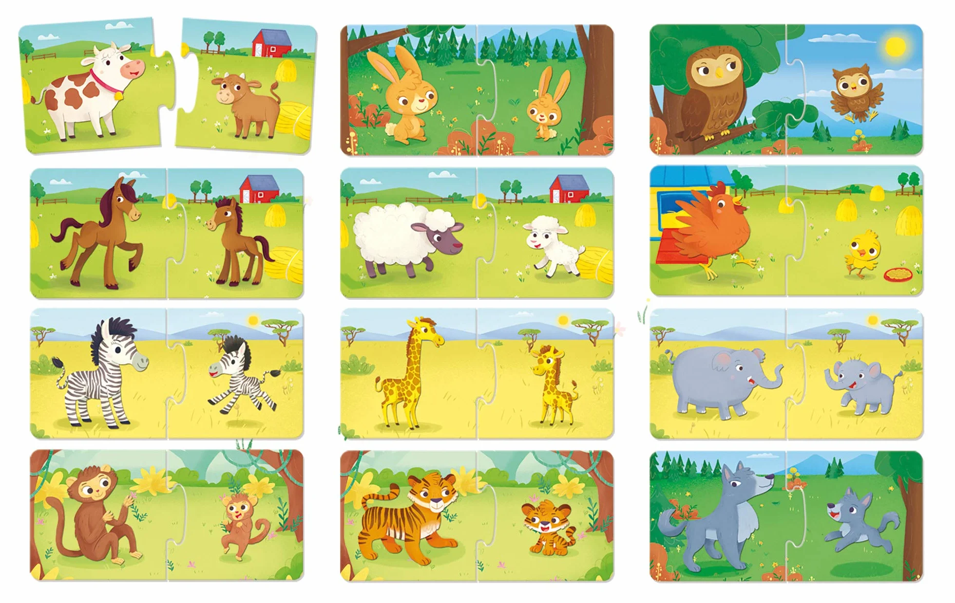 Lisciani Carotina Baby Logique Bébé Mamans et Petits Jeu Éducatif 1-4 Ans 12 Puzzles 2 Pièces