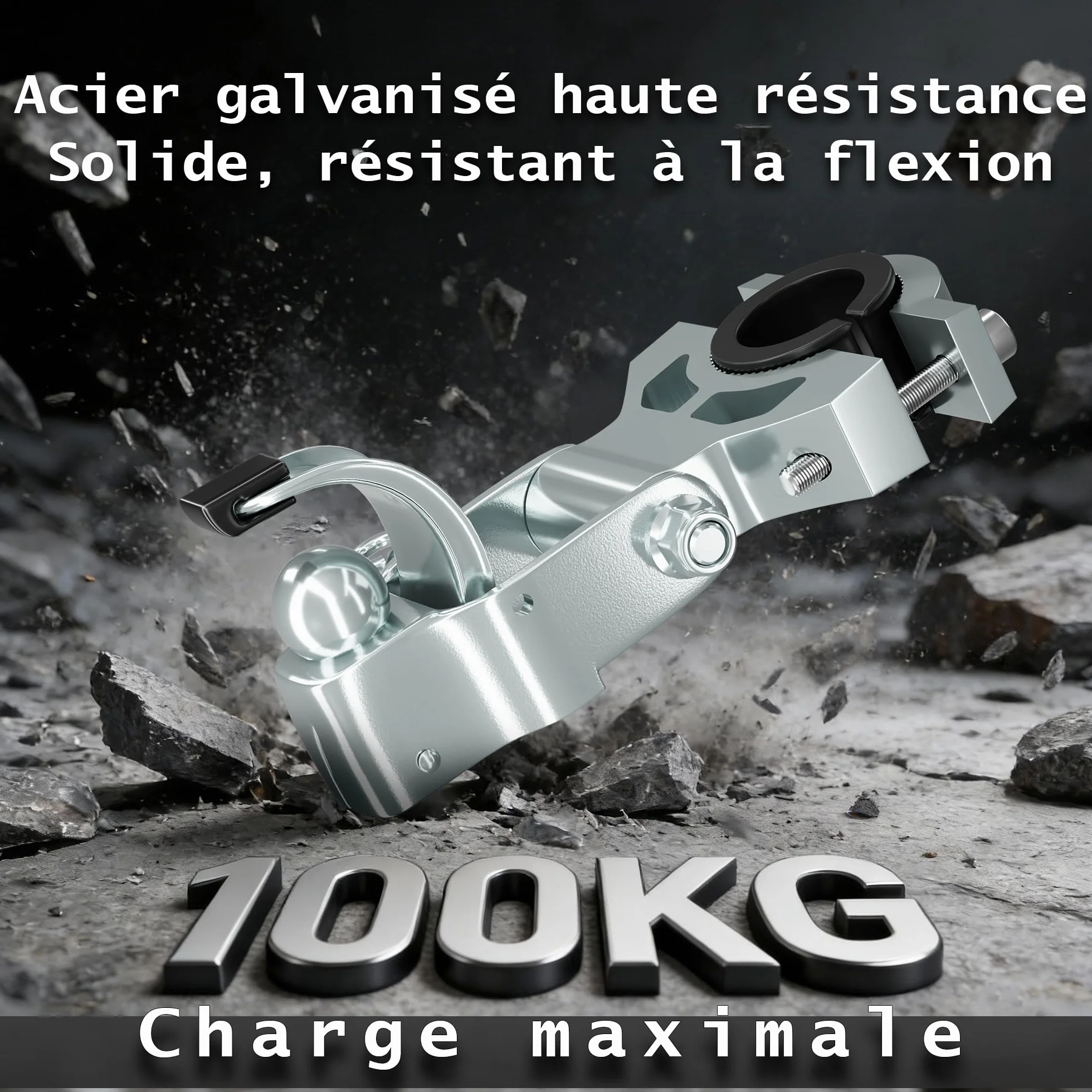 Robuste Attelage de Remorque de Vélo en Acier Galvanisé pour Tige de Selle 26-33 mm