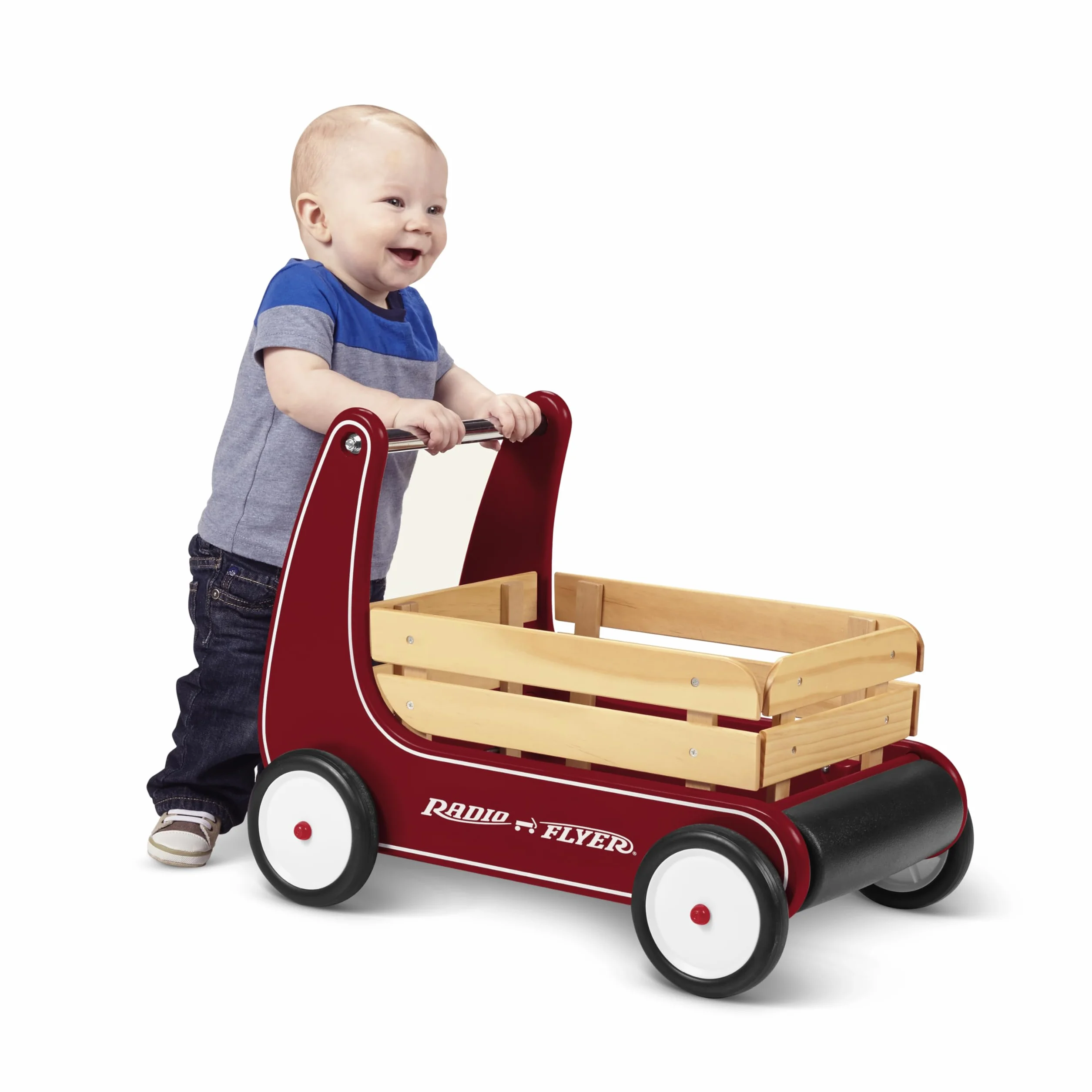 Radio Flyer Chariot de Marche en Bois Rouge pour Tout-Petits 1-4 Ans