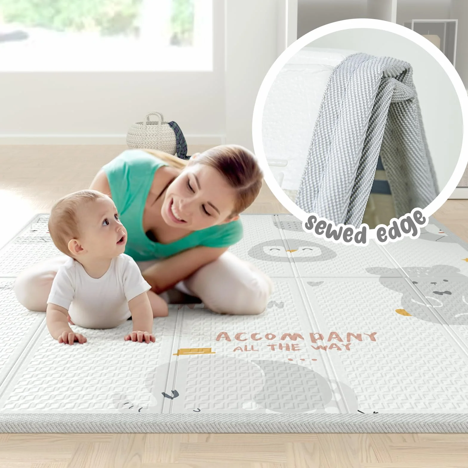 Parc Bébé 120x120cm Pliable avec Tapis Anti-Dérapant pour Enfants 0-24 Mois