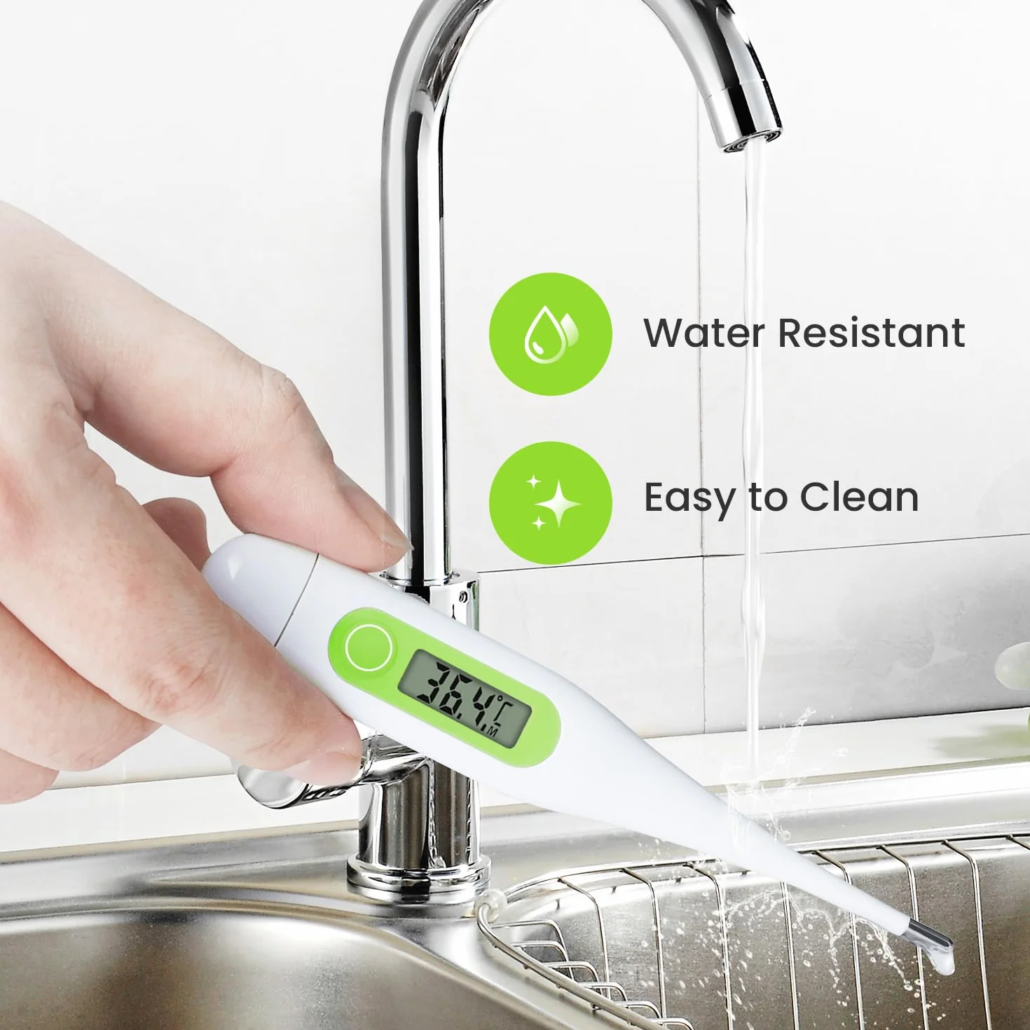 Thermomètre Numérique Médical pour Bébé et Adultes, Rapide et Précis, Commutable ℃/℉, Vert