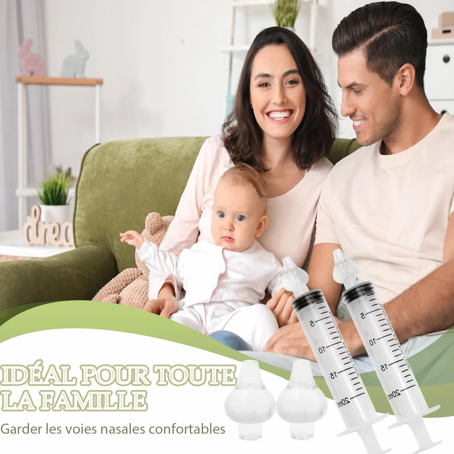 Seringue Nasale Bebe 20 ml avec 2 Embouts en Silicone Souple