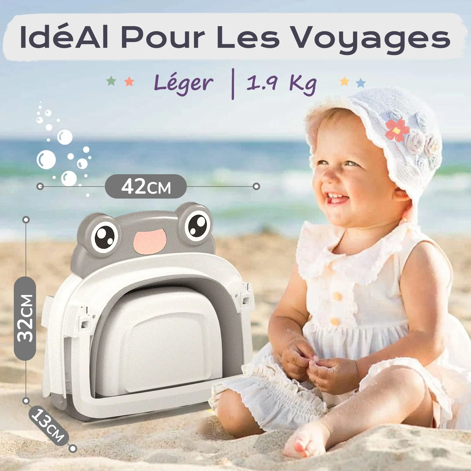 COOSEYA Baignoire Pliable pour Bébé, Grise, Inclut Coussin de Bain, Bouchon d'Évacuation