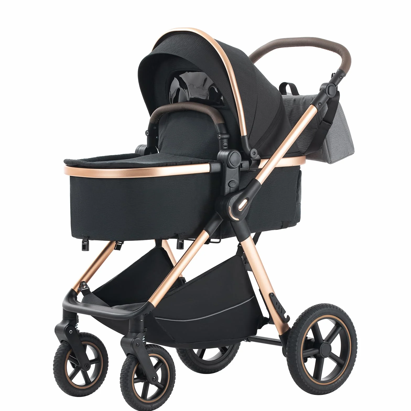 Poussette 3 en 1 avec porte-bébé 0 à 4 Ans jusqu'à 22 kg Pliable Noir
