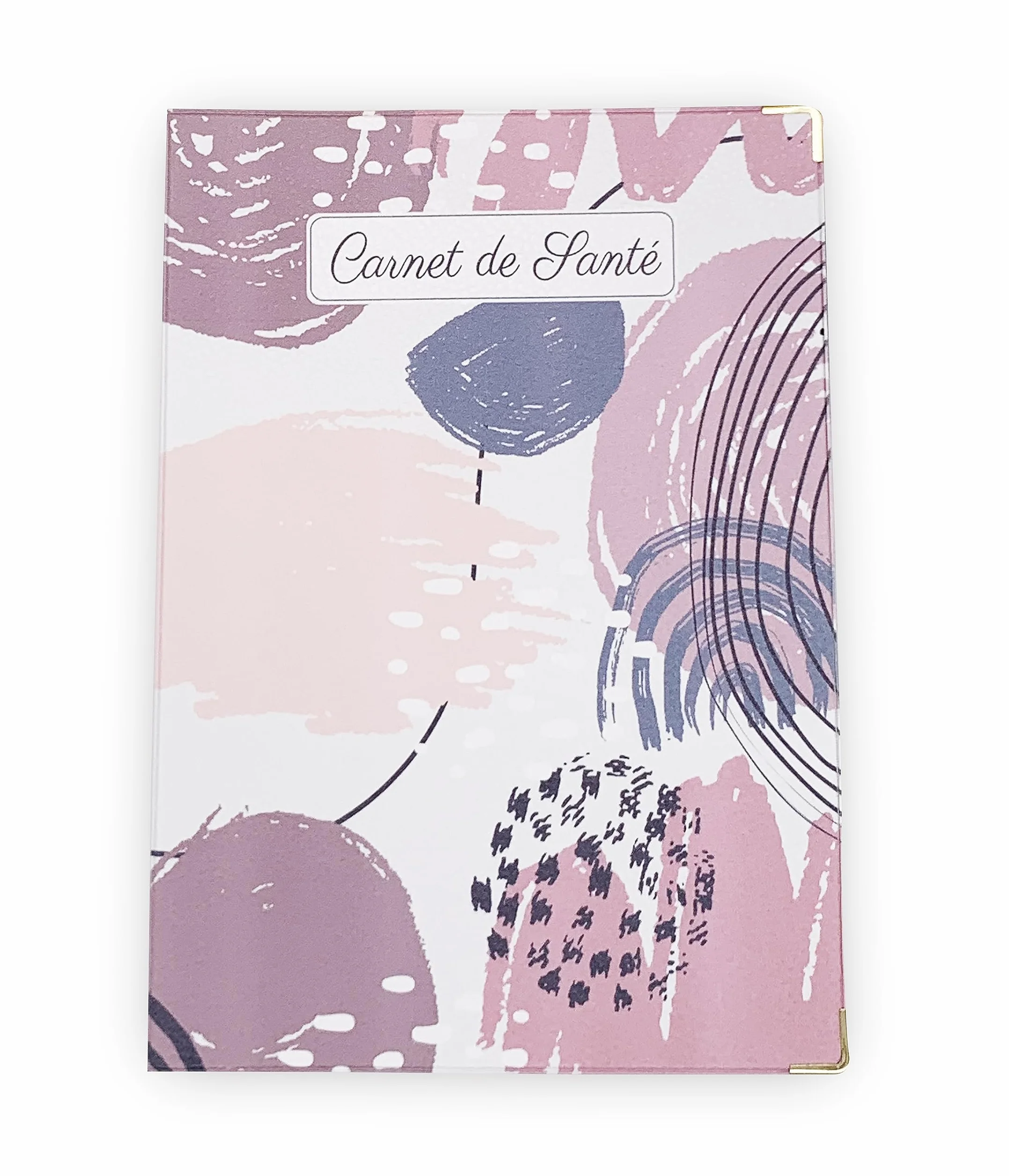 Protège Carnet de Santé en Simili Cuir Fabriqué en France - Étui Carnet Bébé Format Maternité Standard Rose et Gris