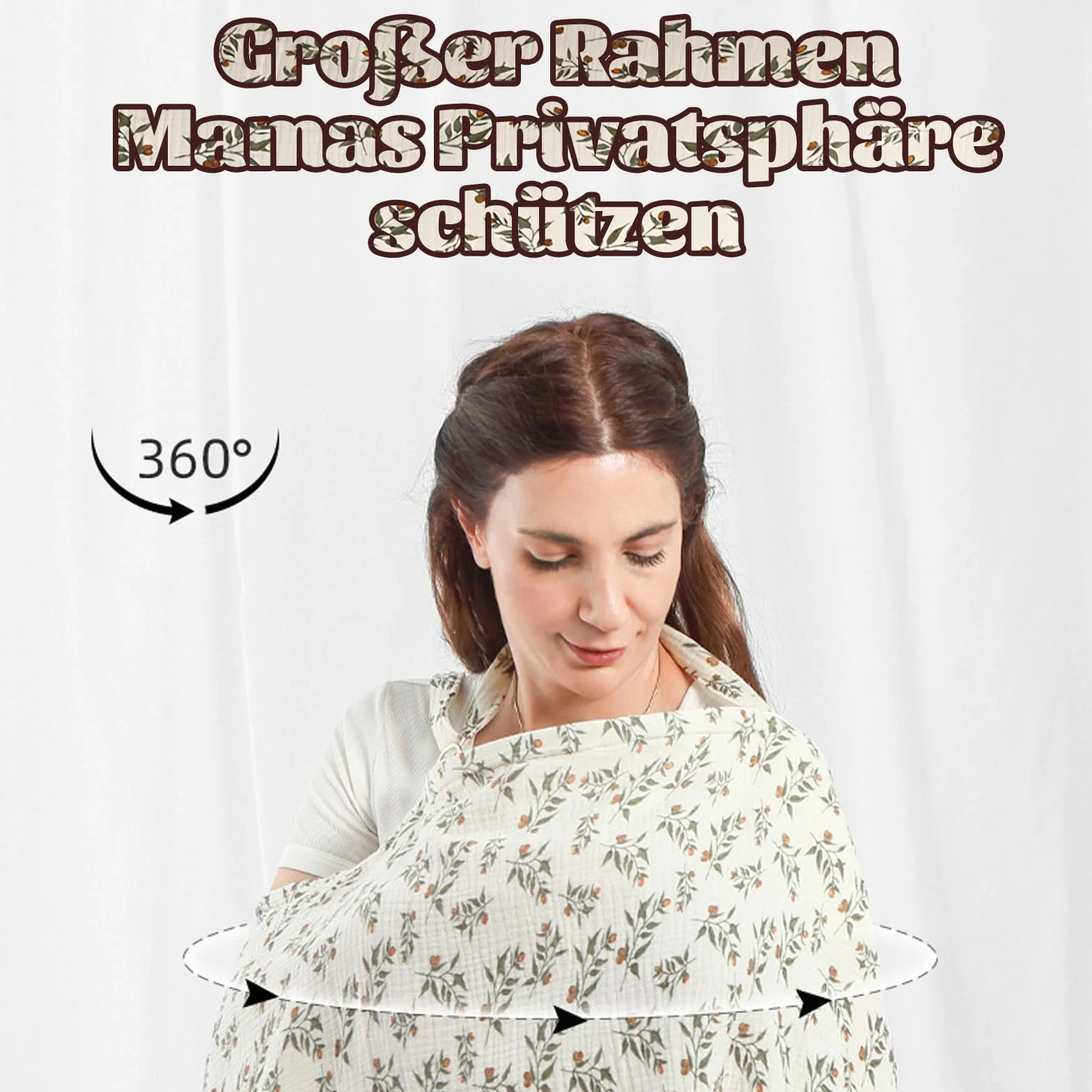 Couverture d'allaitement kaki en mousseline 100% coton, tablier doux et respirant pour bébé