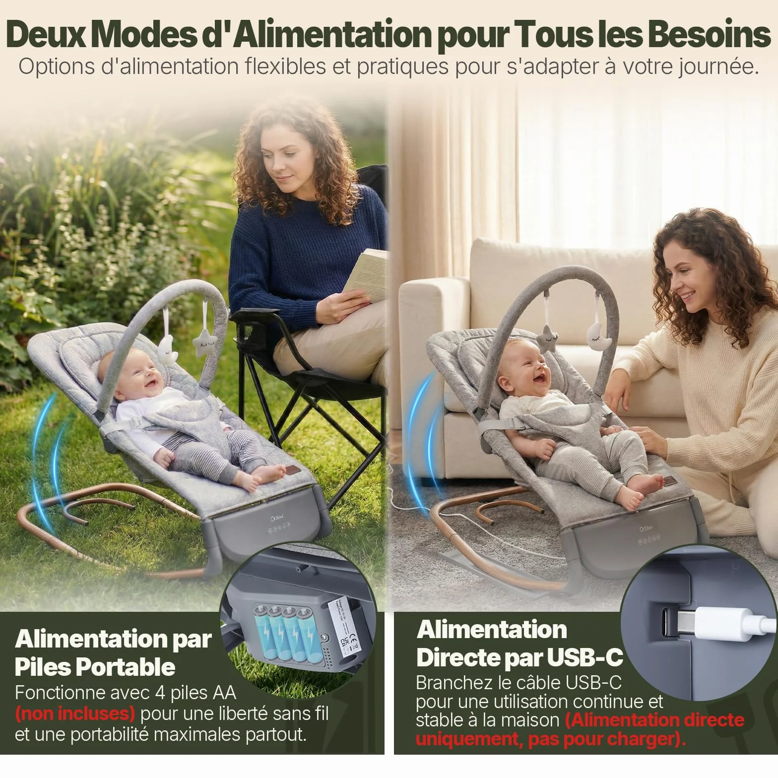 Balancelle Bebe Electrique Evolutif avec Capteur de Tapotement, 3 Vitesses, Panneau Tactile, 2 Modes Minuterie, 8 Berceuses, 0-12 Mois, 18 kg, Gris Perle