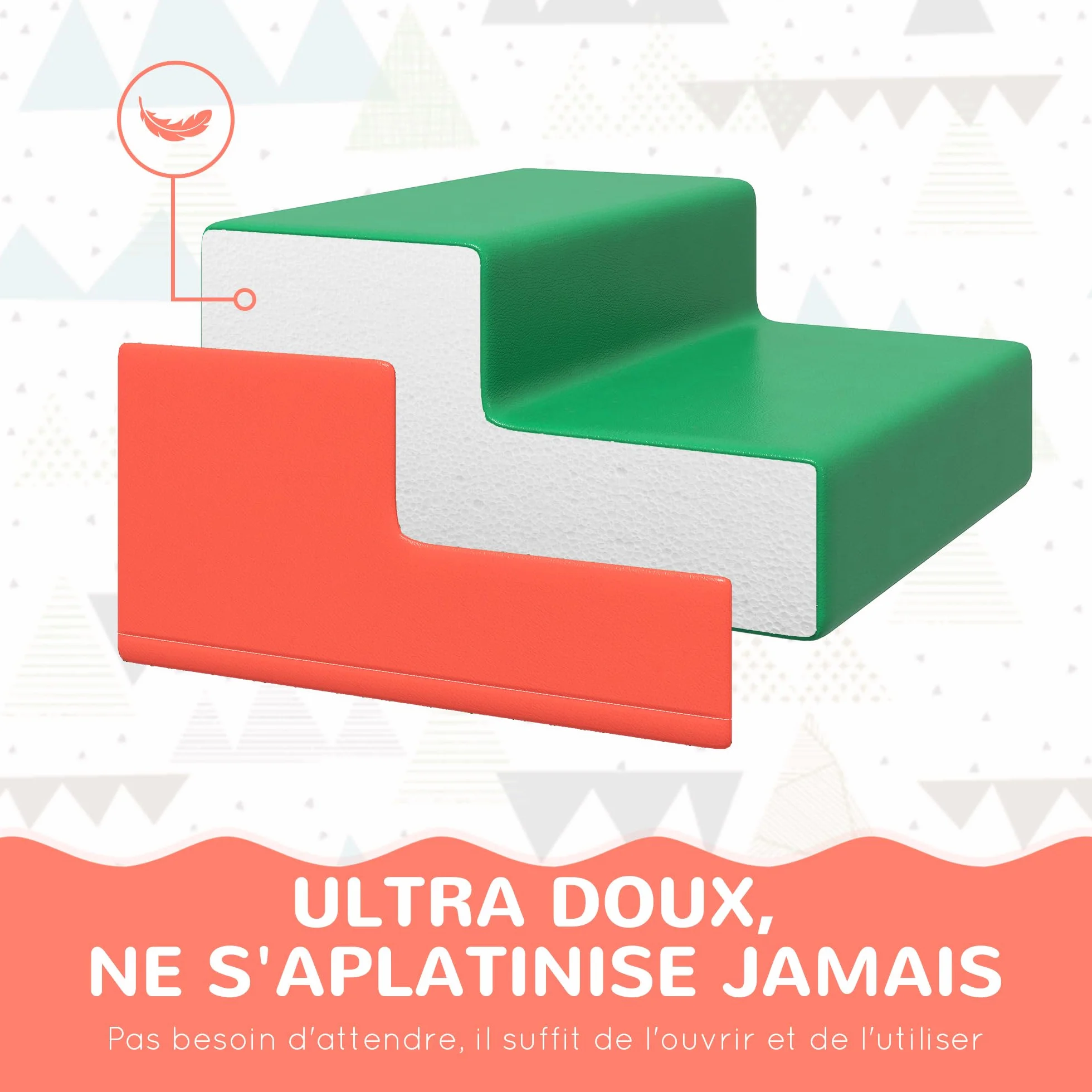 HOMCOM Parcours motricité bébé 4PCS, Module motricité bébé en Mousse EPE avec Housse revêtement synthétique, Blocs Mousse Construction, Jouets éducatifs Enfants préscolaire, Multicolore
