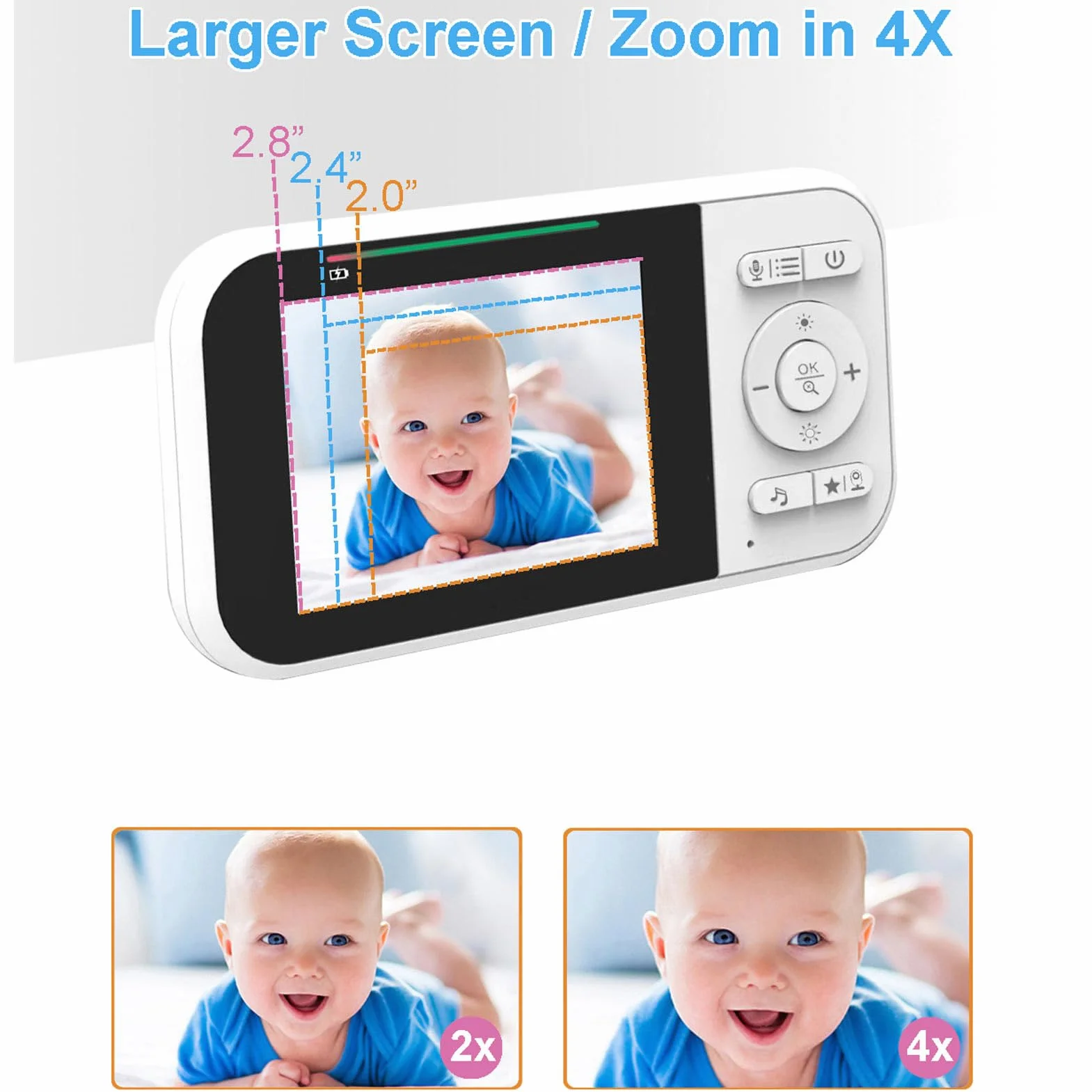 SEAFRONT Babyphone 1080p HD Vision Nocturne Écran 2,5 Pouces Audio Bidirectionnel