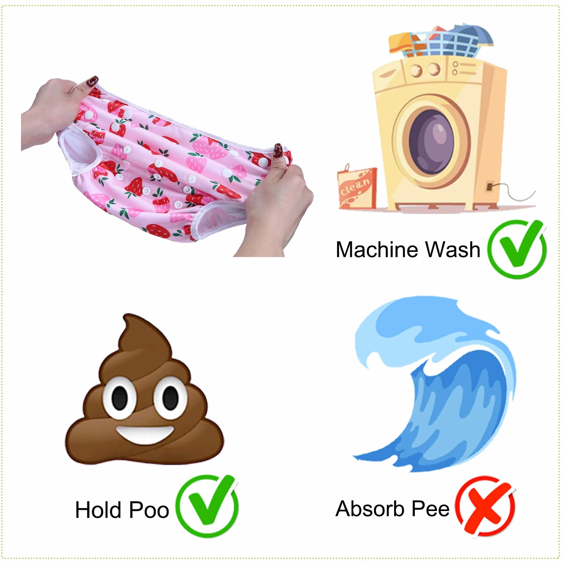 Couche Piscine Lavable Imperméable Réutilisable Anti-fuite Anti UV 0-3 Ans Tracteur Bateau Navire